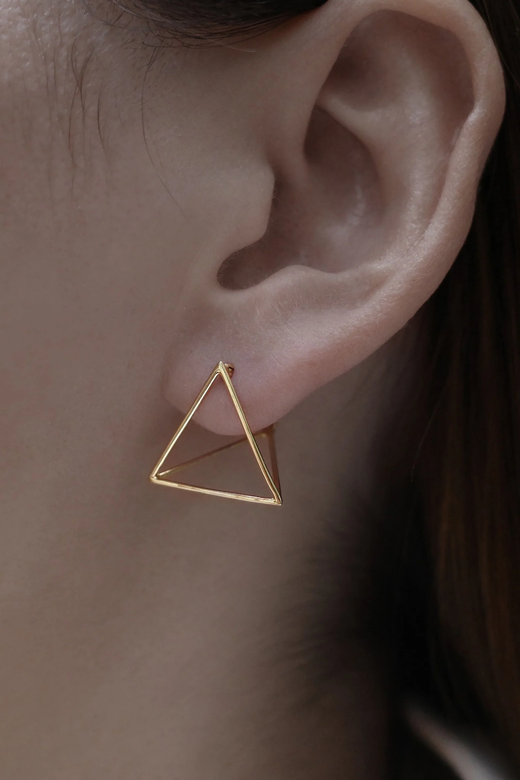 Gold 3D Triangle Earring 20 - Image 2