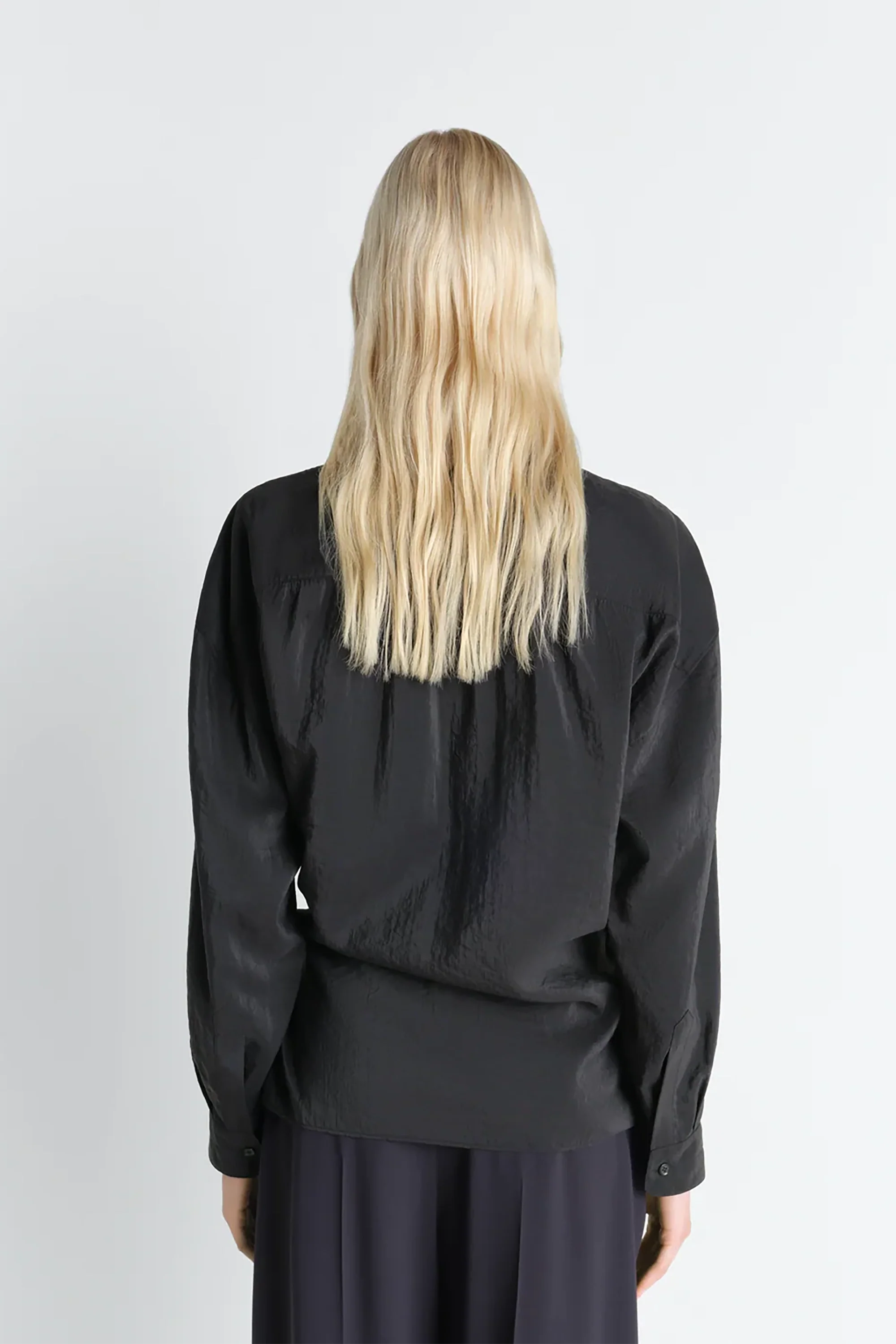 Black Straight Collar Twisted Shirt - Image 3