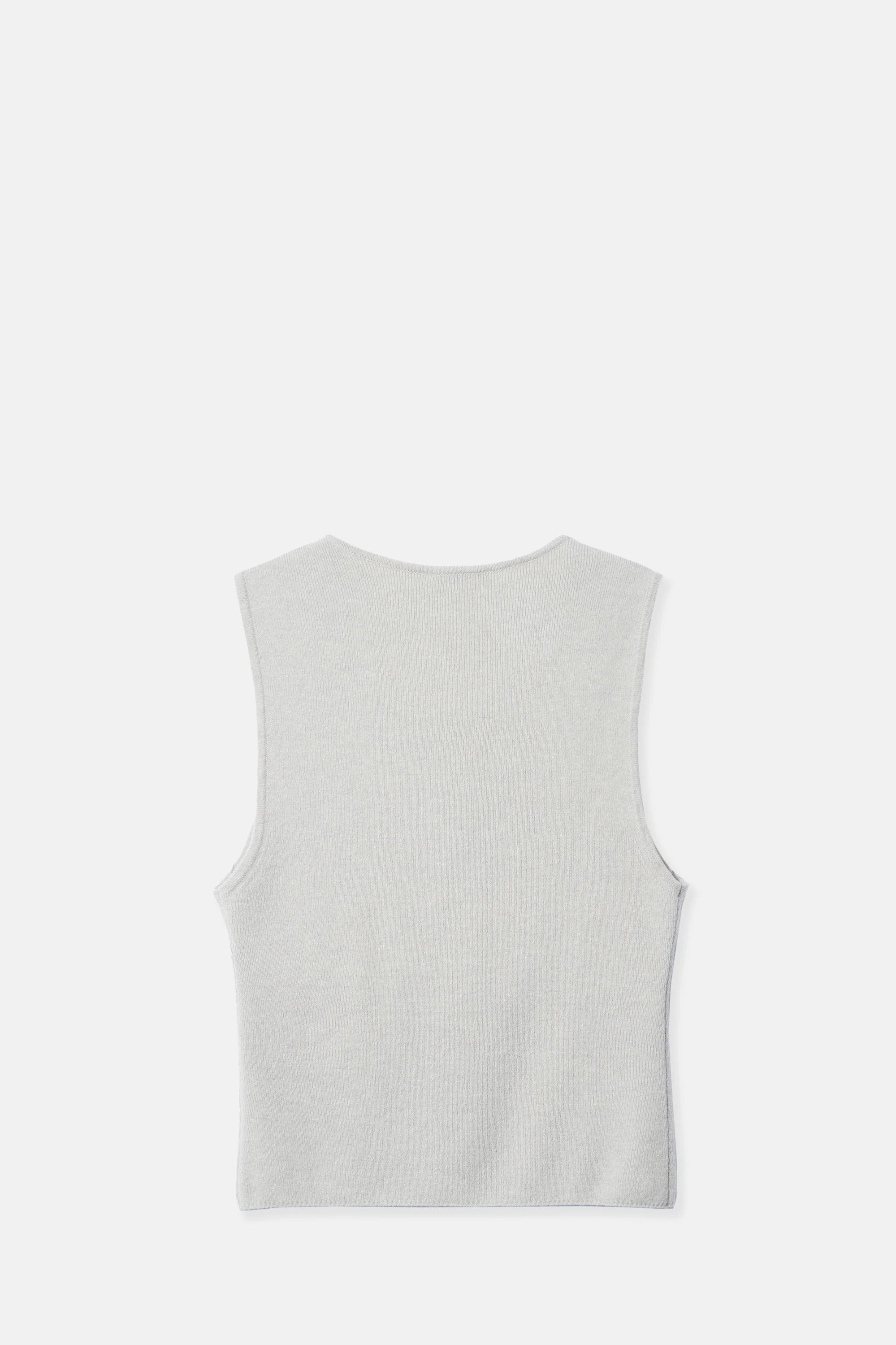 Gray Button Down Sleeveless Knit Top - Image 2