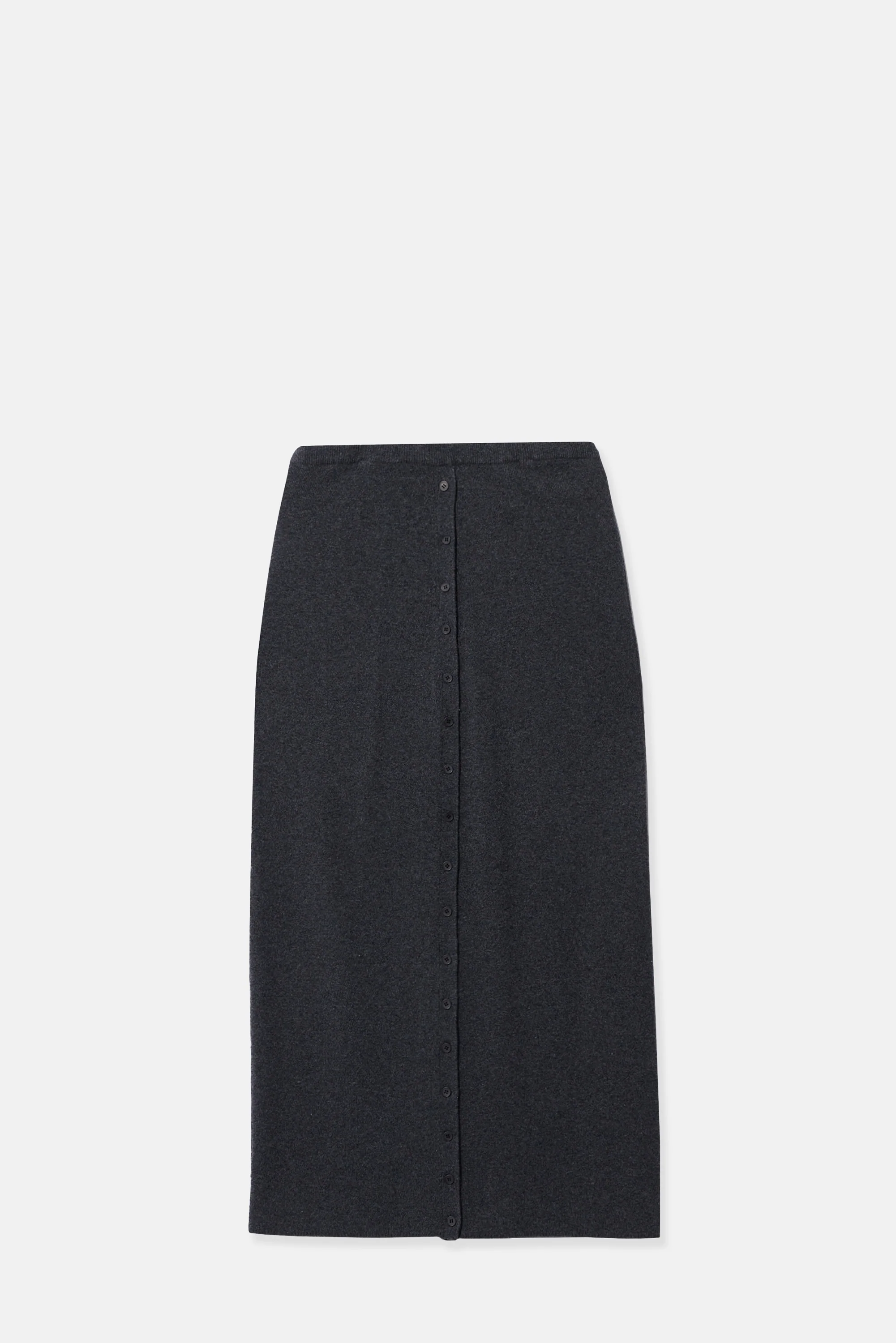 Charcoal Button Straight Knit Skirt