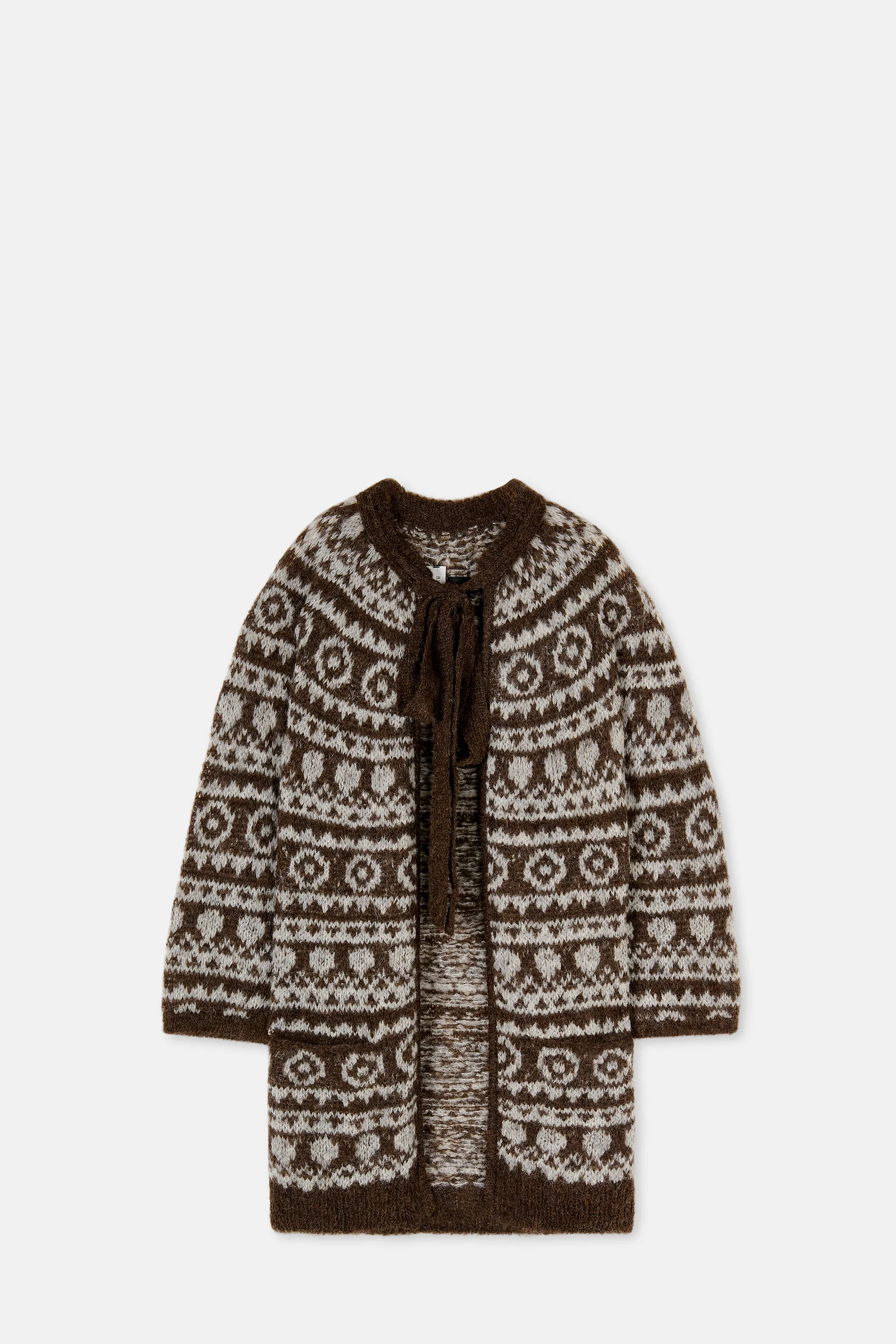 Dark Brown Jacquard Alpaca-blend Cardigan