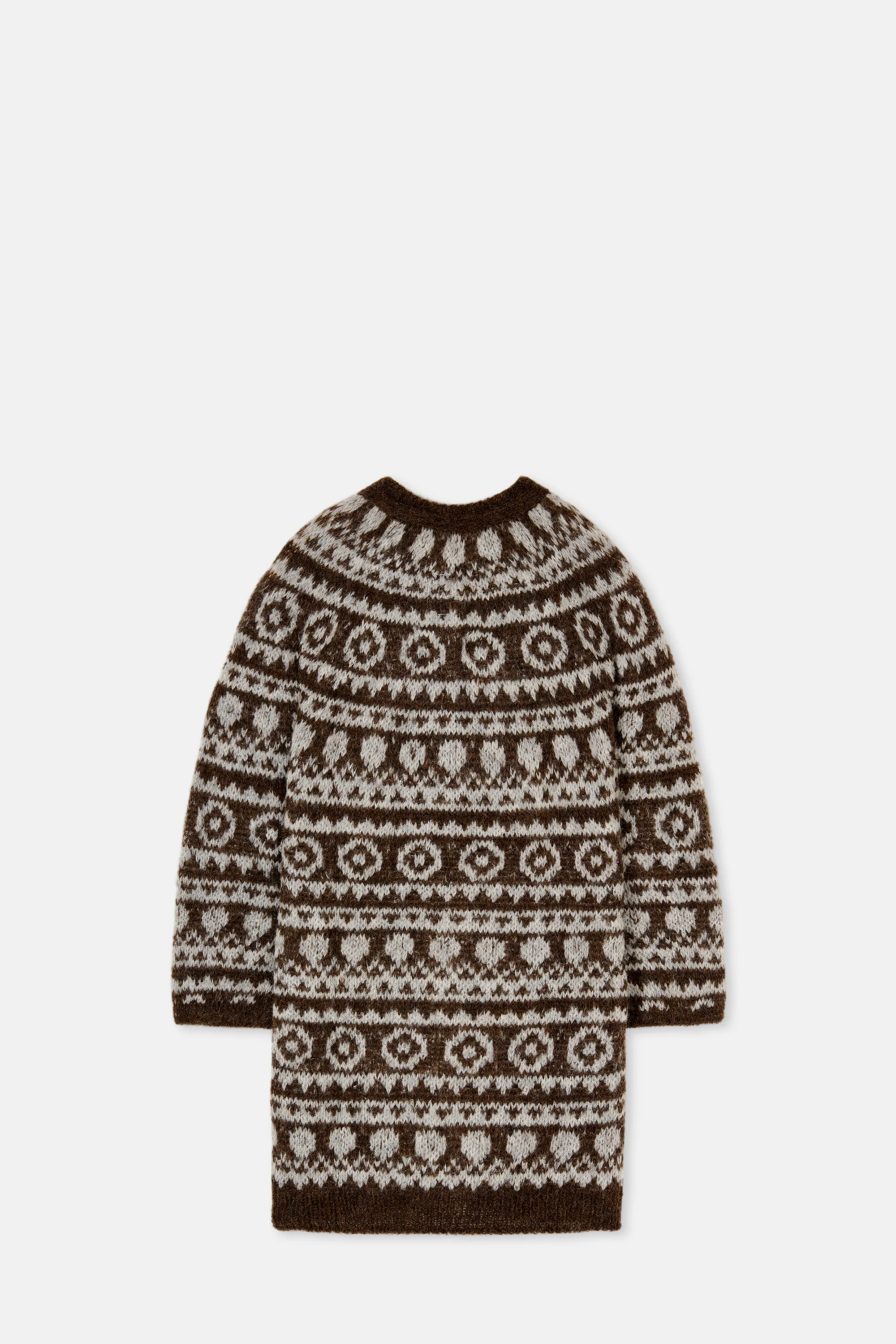 Dark Brown Jacquard Alpaca-blend Cardigan - Image 2