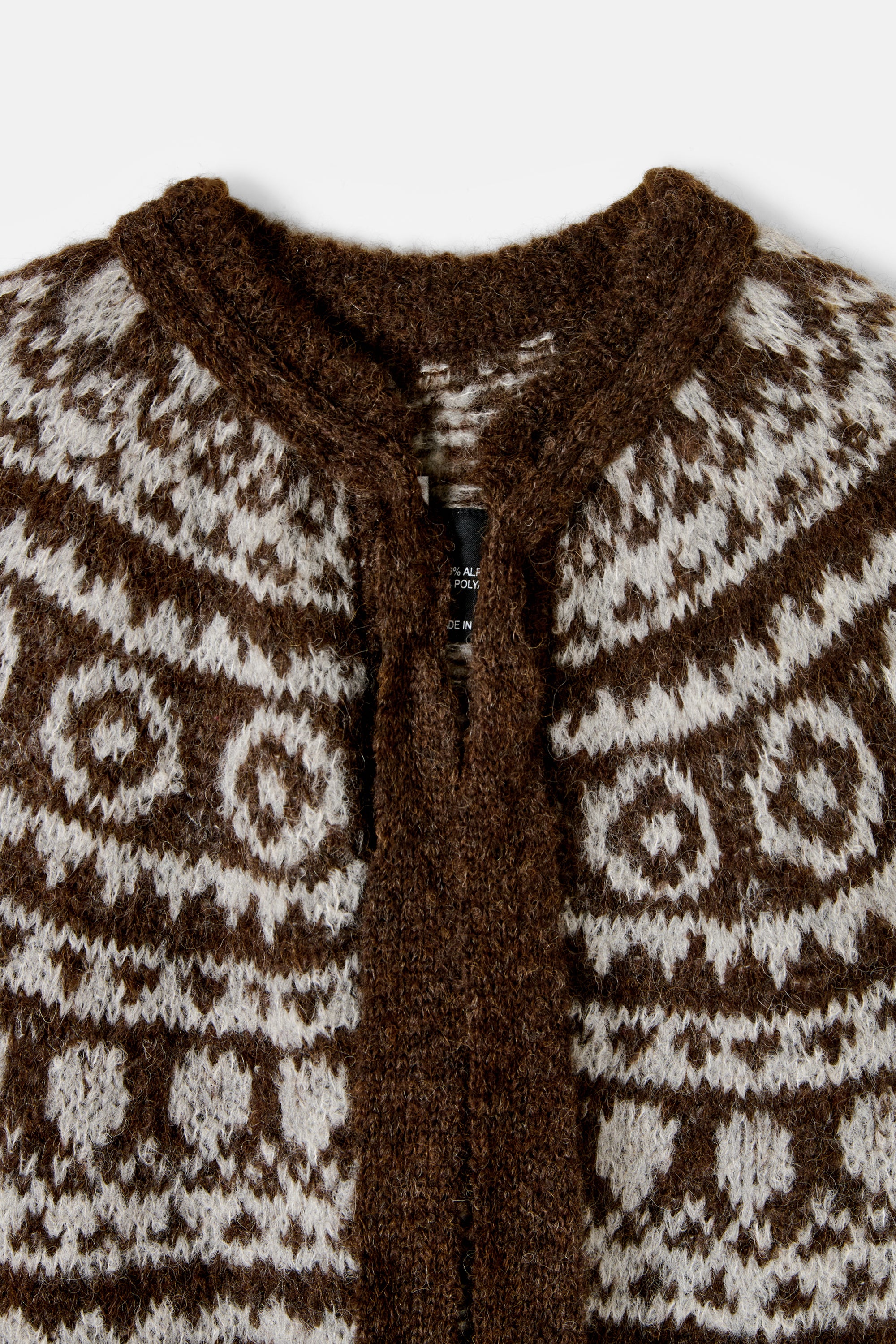 Dark Brown Jacquard Alpaca-blend Cardigan - Image 3