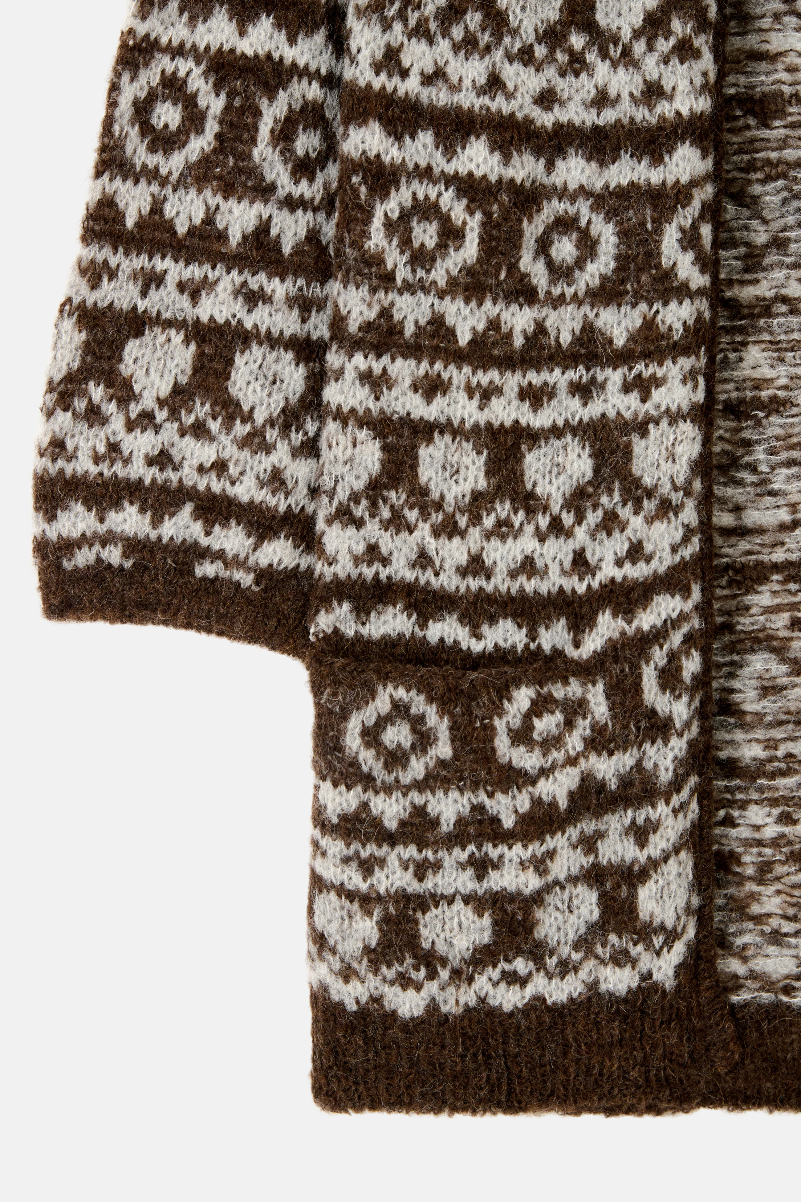 Dark Brown Jacquard Alpaca-blend Cardigan - Image 4