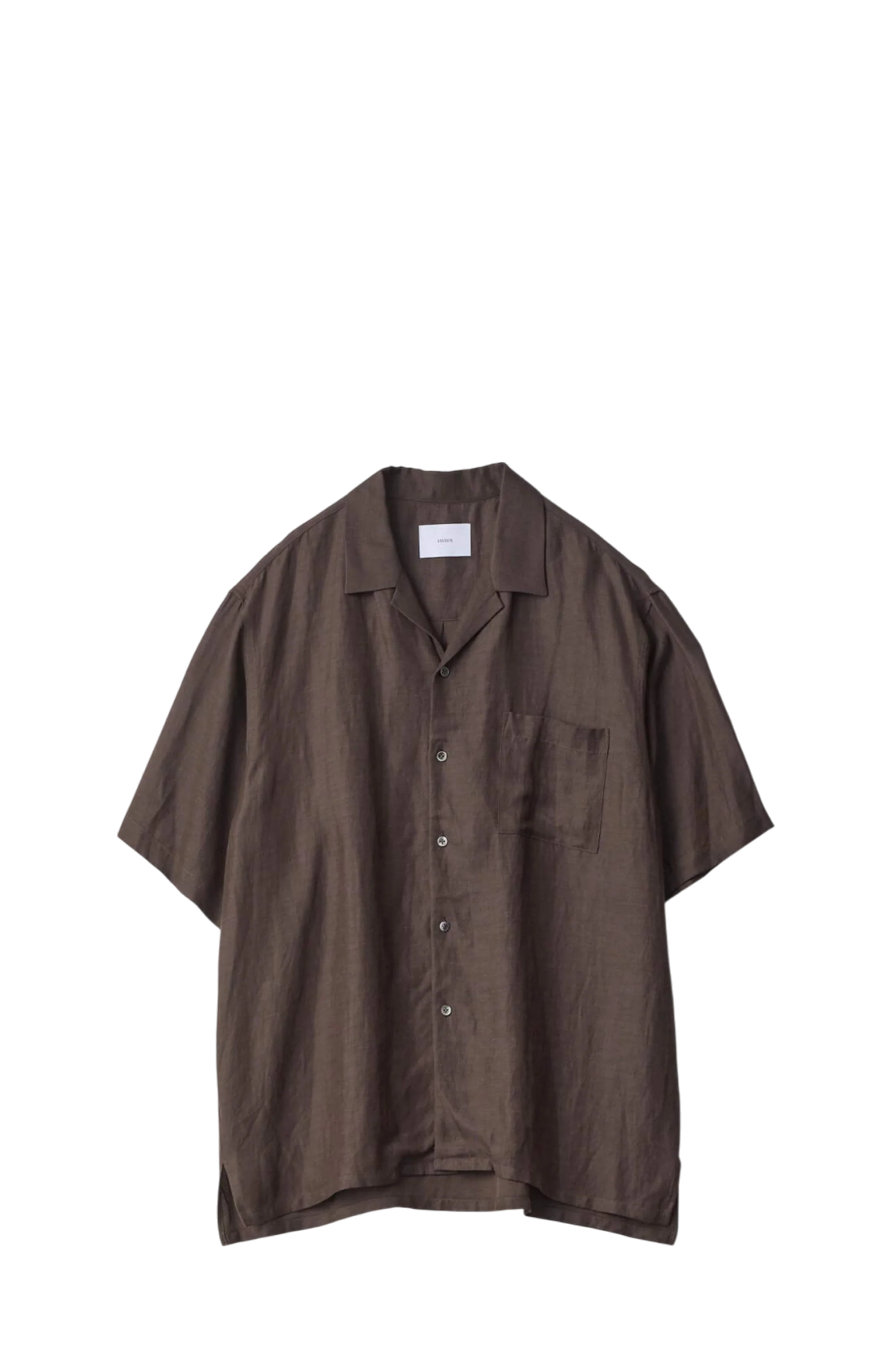 Khaki Twill Oversized Open Collar Shirt