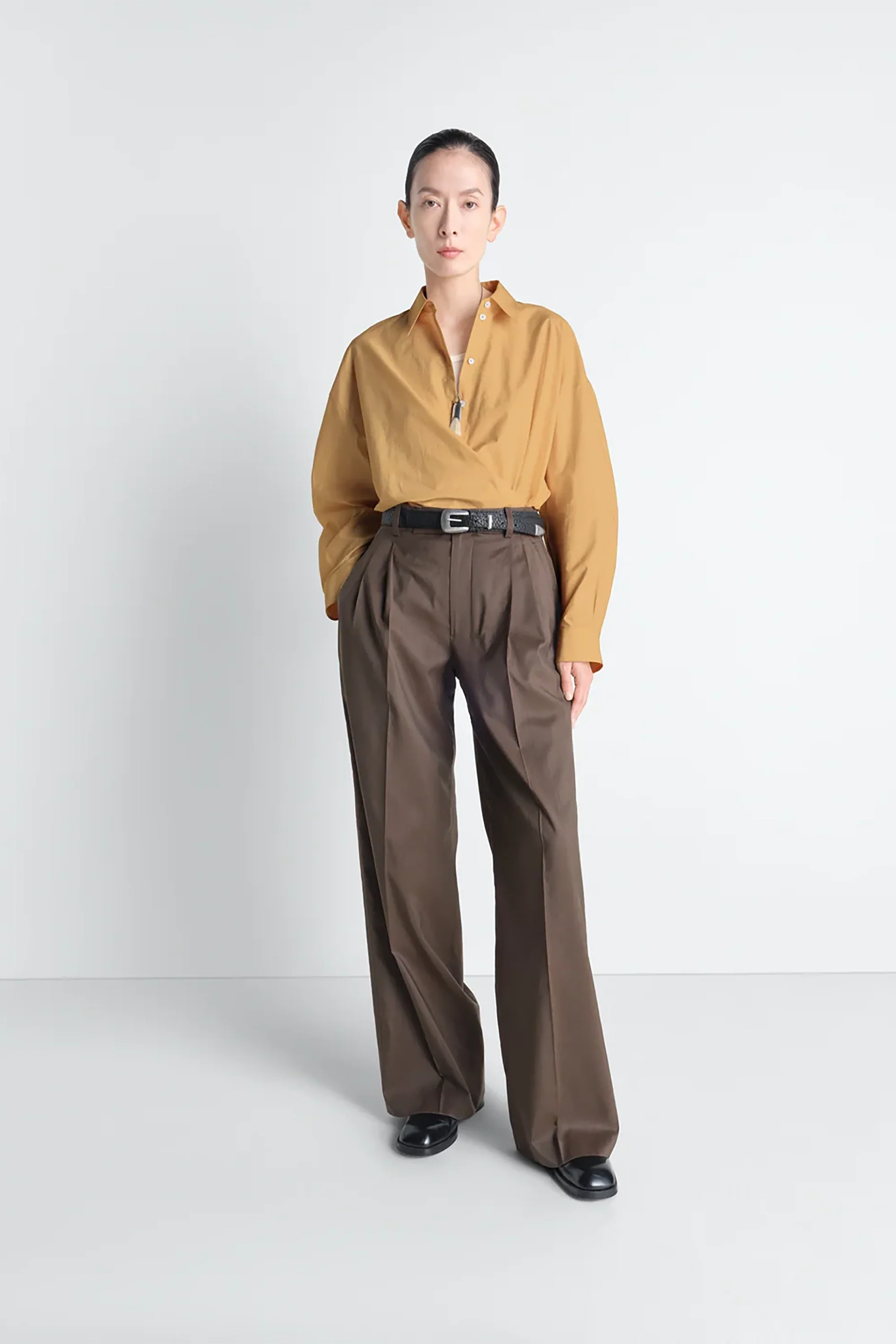 Straight Collar Twisted Shirt - Image 2