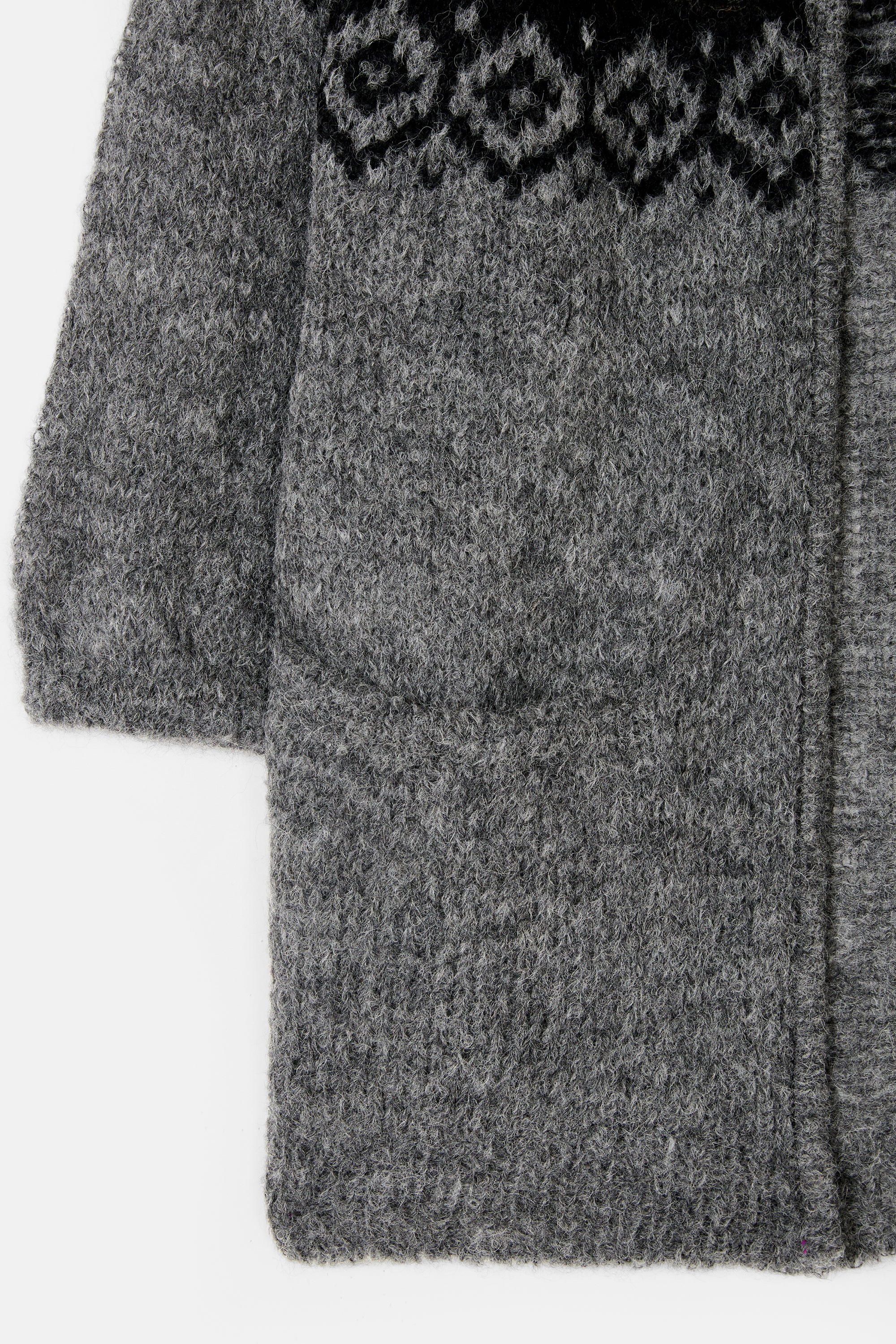 Dark Grey Cardigan With Bow ¾ Sleeves Fairisle - Image 4