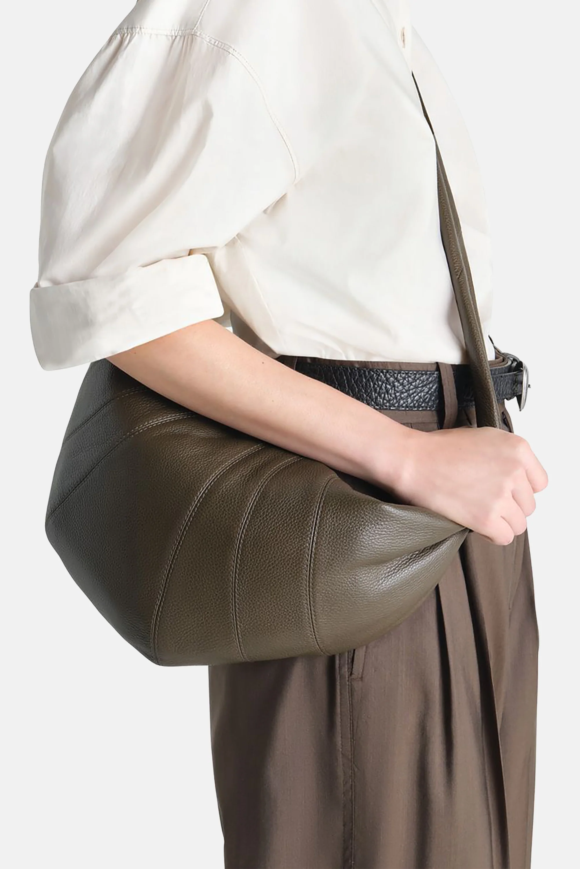 Dark Olive Medium Croissant Bag - Image 6