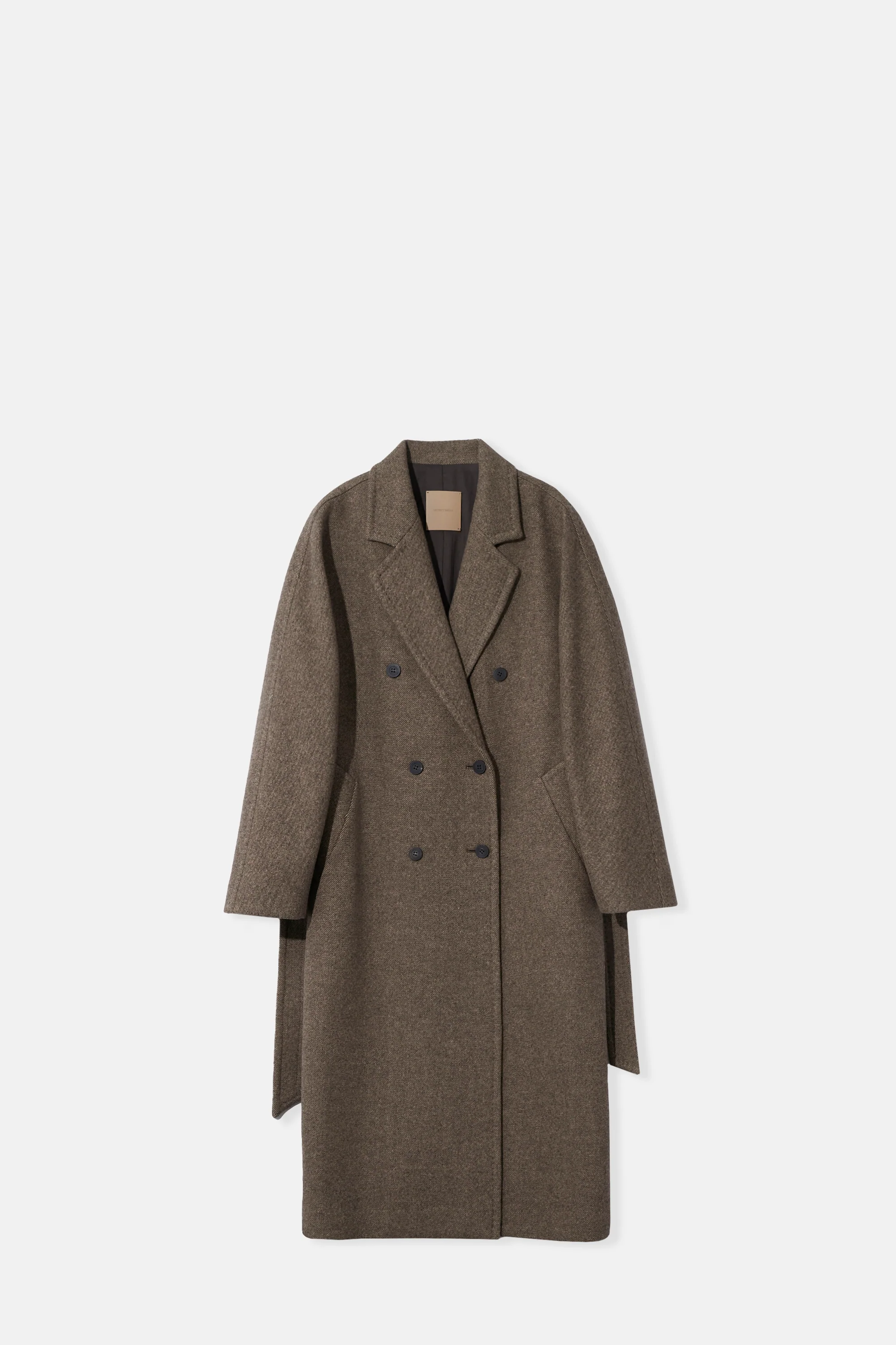 Brown Double Breasted Belted Coat