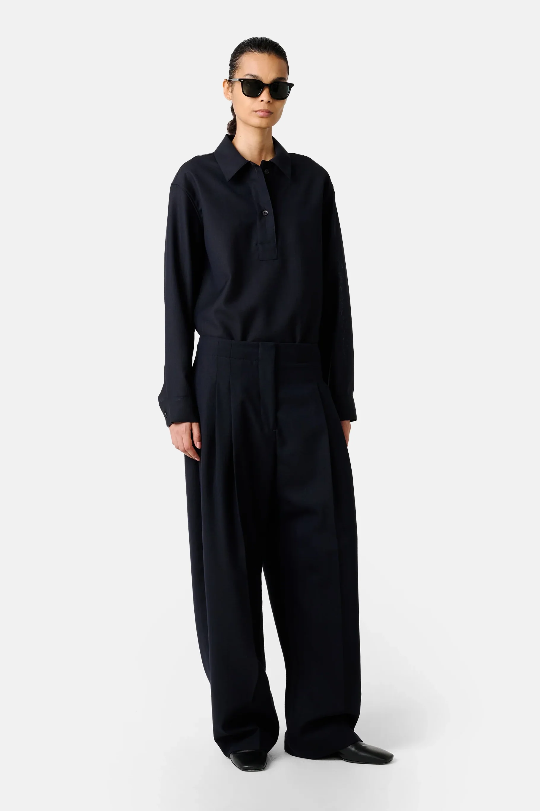 Darkest Navy Lira Double Pleat Pant - Image 3