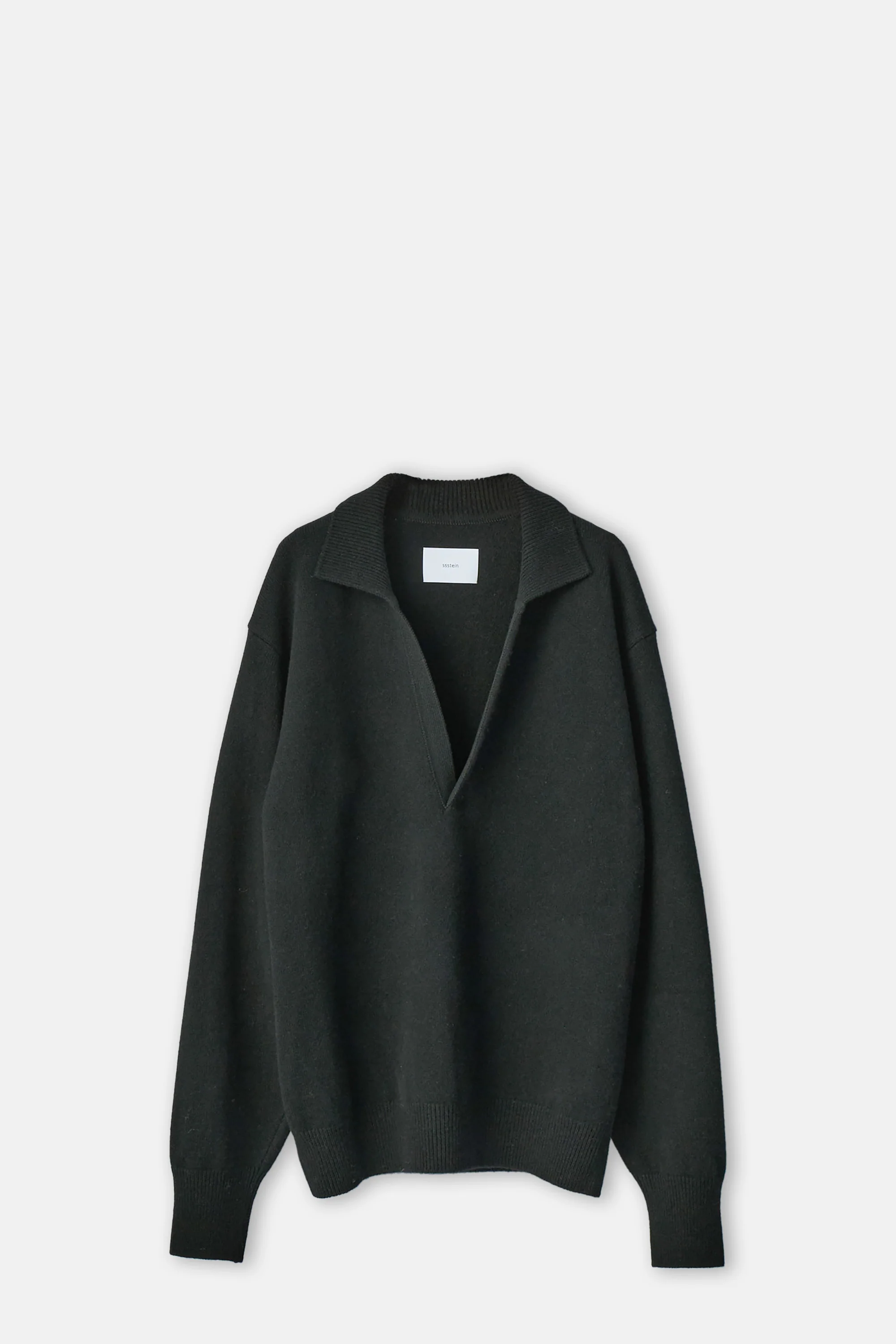 Black Extra Fine Wool Knit Polo