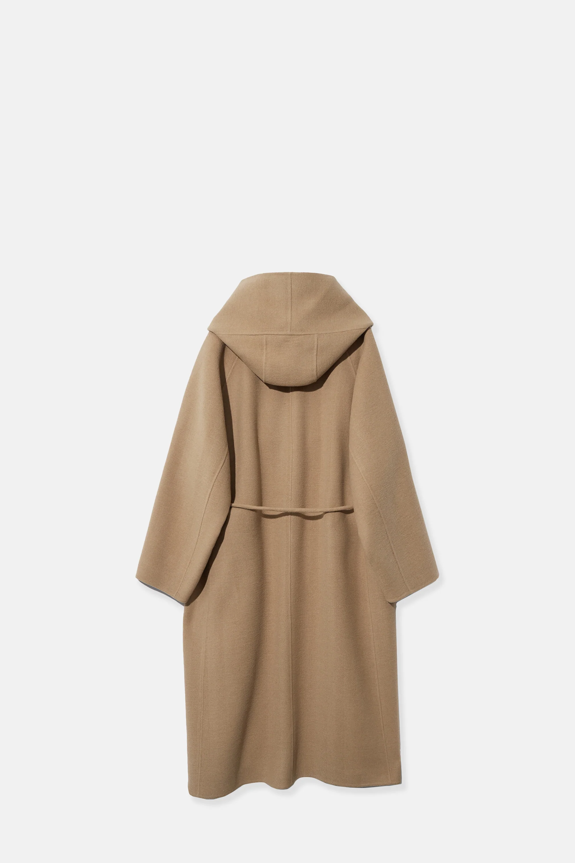 Camel Handmade Hodded Long Coat - Image 2