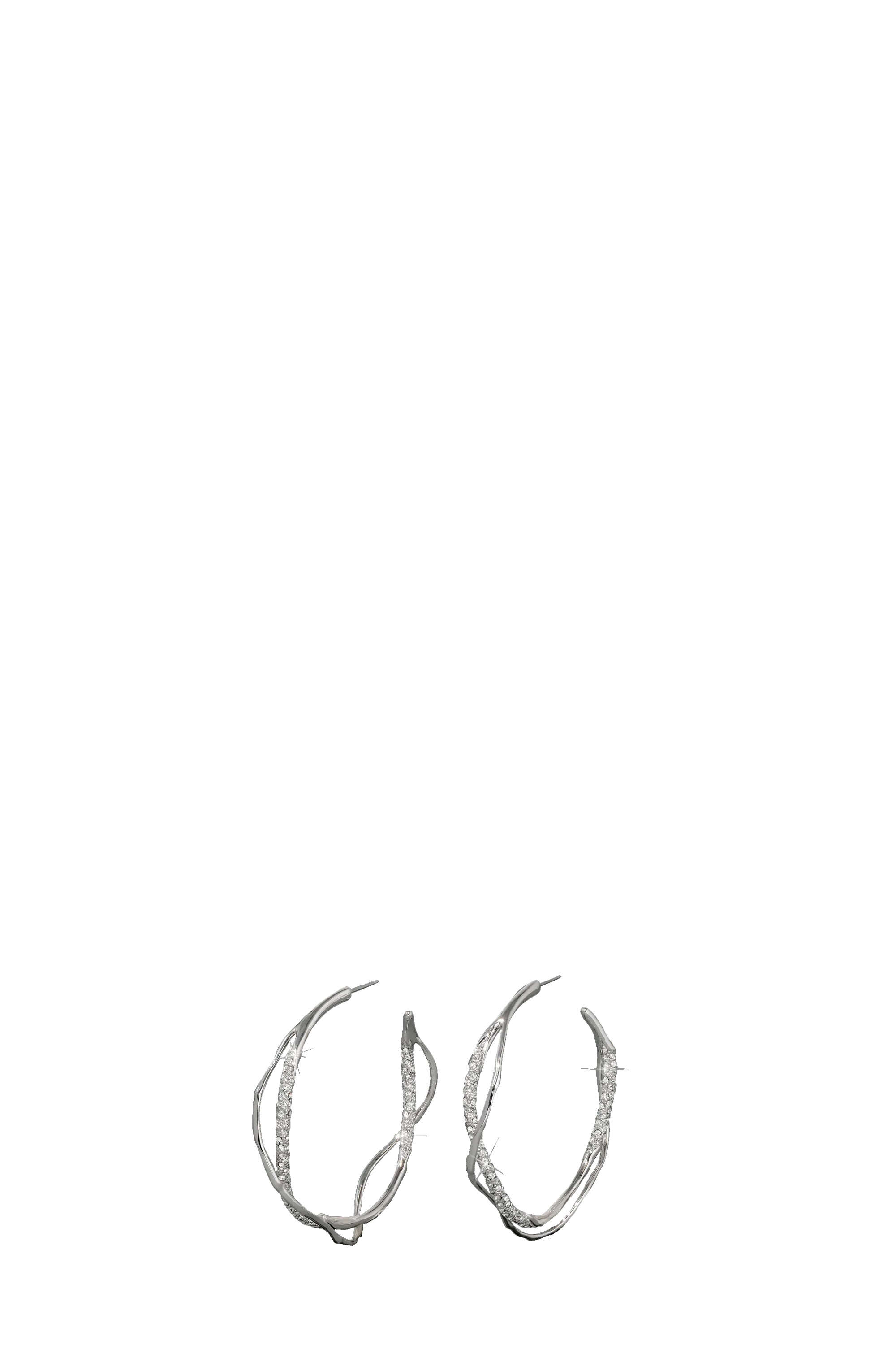 Intertwined Two Tone Pave Hoop Earrings