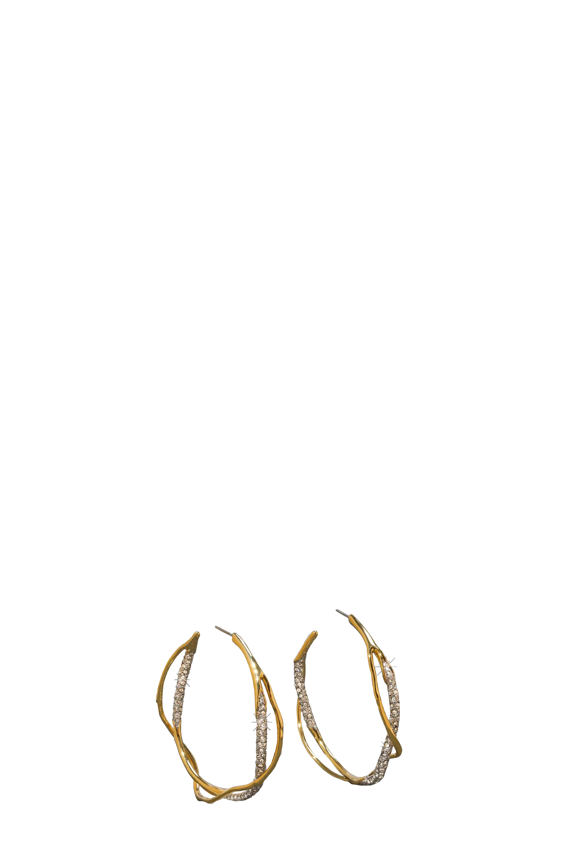 Intertwined Two Tone Pave Hoop Earrings - Image 4