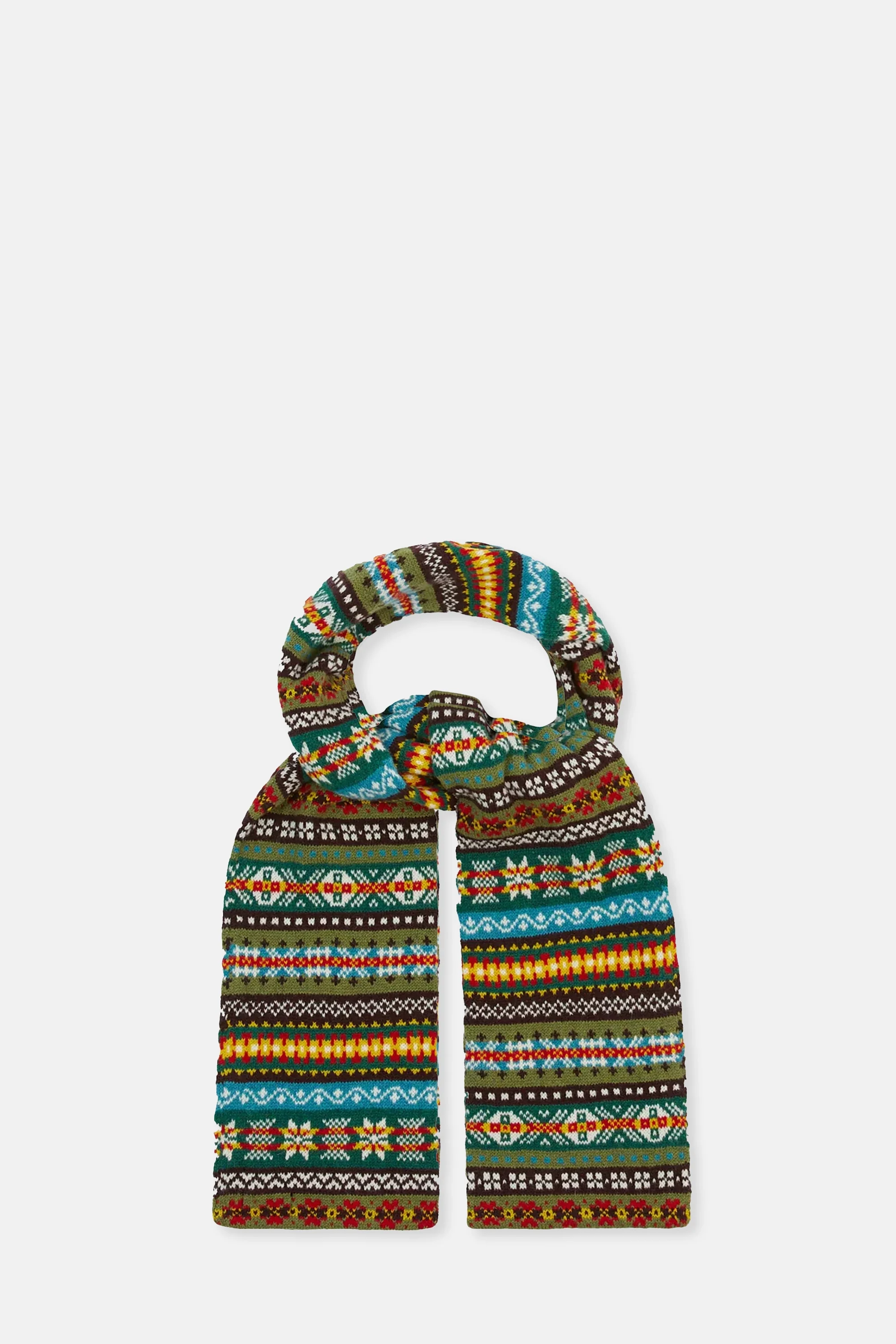 Green Fair Isle Lambswool Scarf