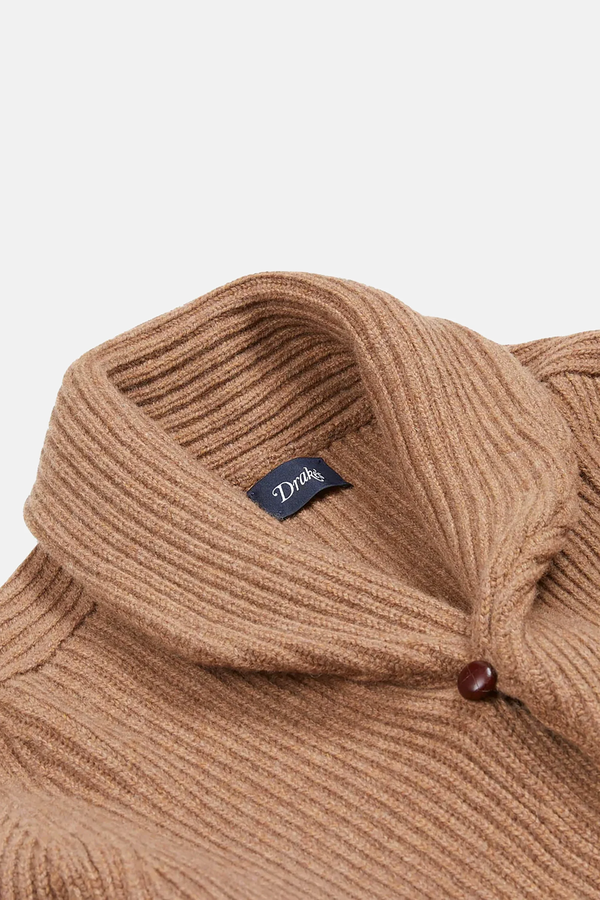 Camel Lambswool Shawl Collar Cardigan - Image 3
