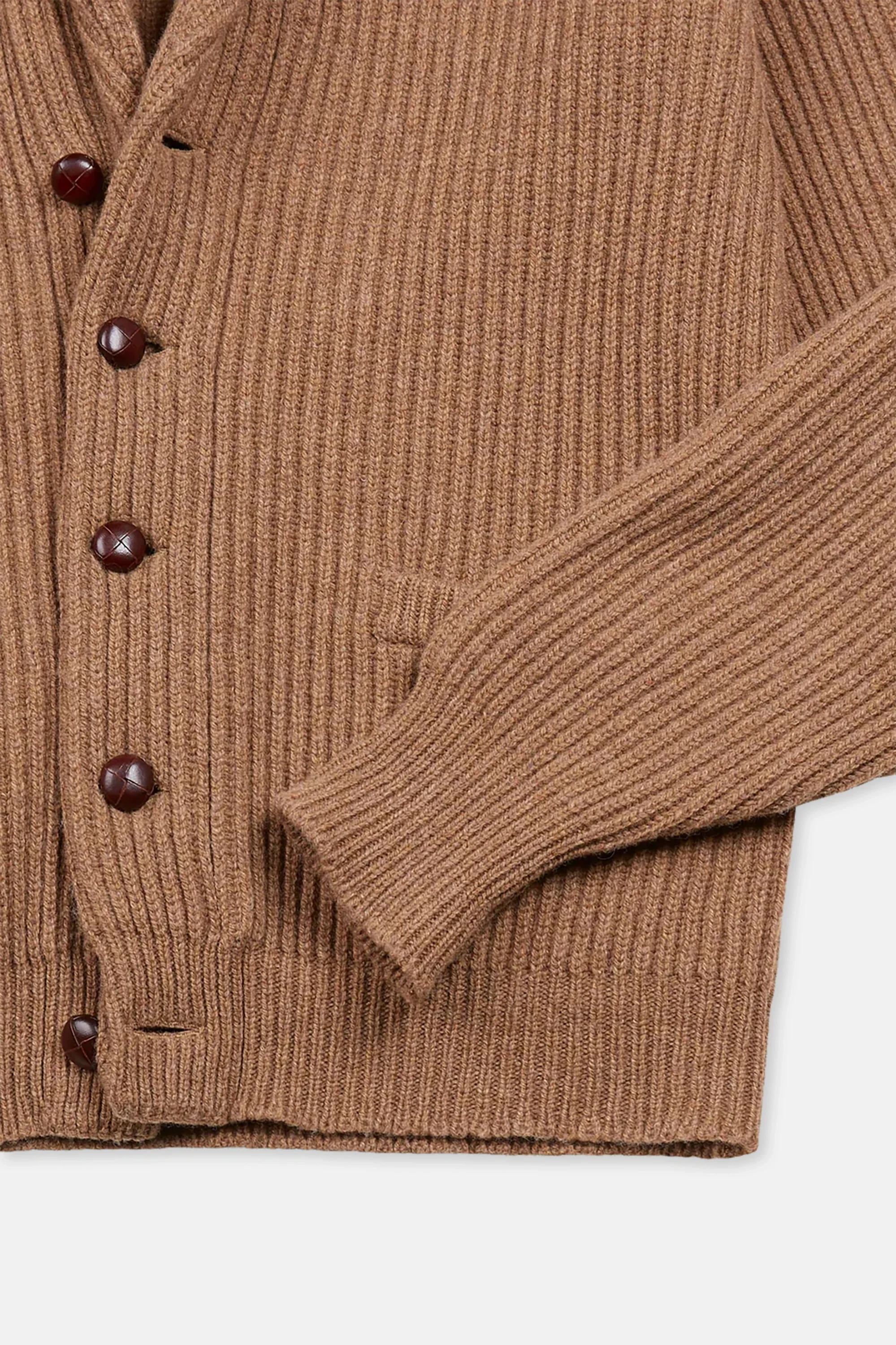 Camel Lambswool Shawl Collar Cardigan - Image 4