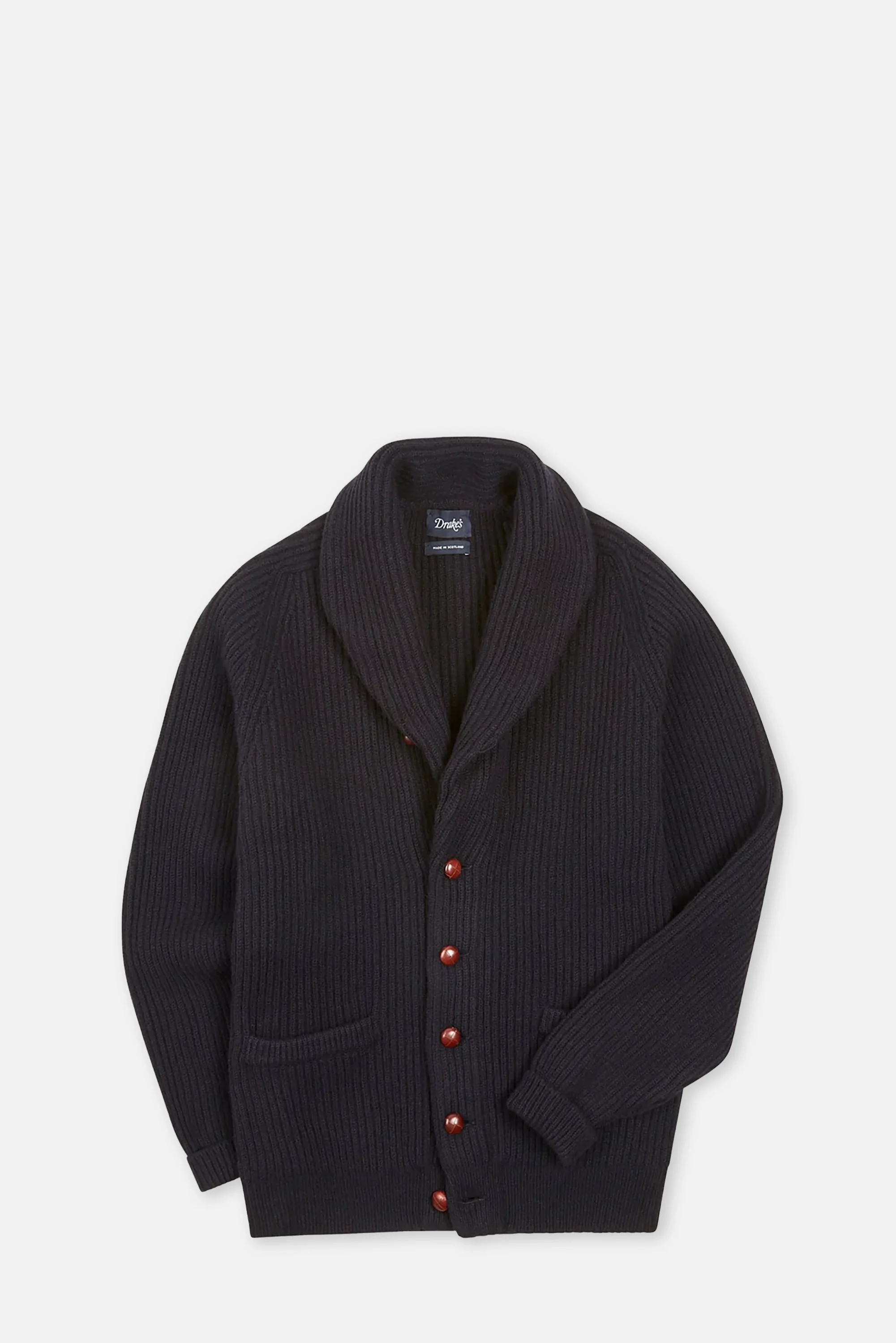 Navy Lambswool Shawl Collar Cardigan