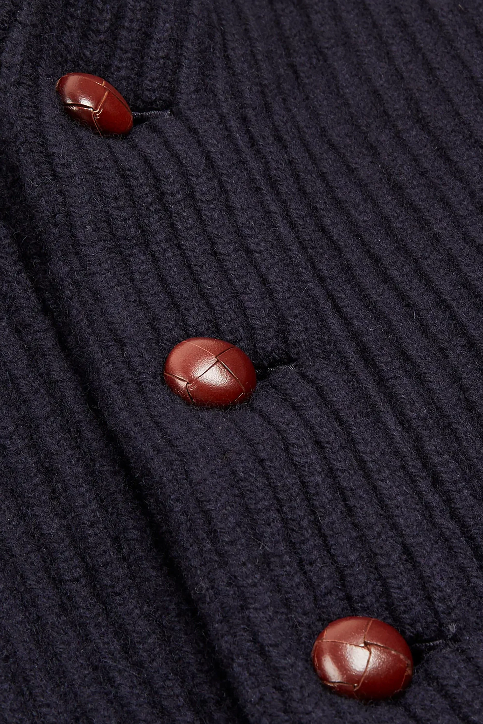 Navy Lambswool Shawl Collar Cardigan - Image 4