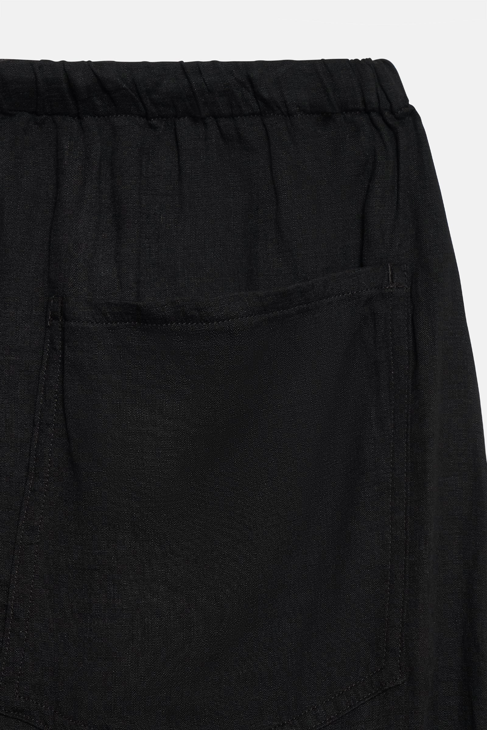 Black Double Linen Drawstring Pants - Image 3