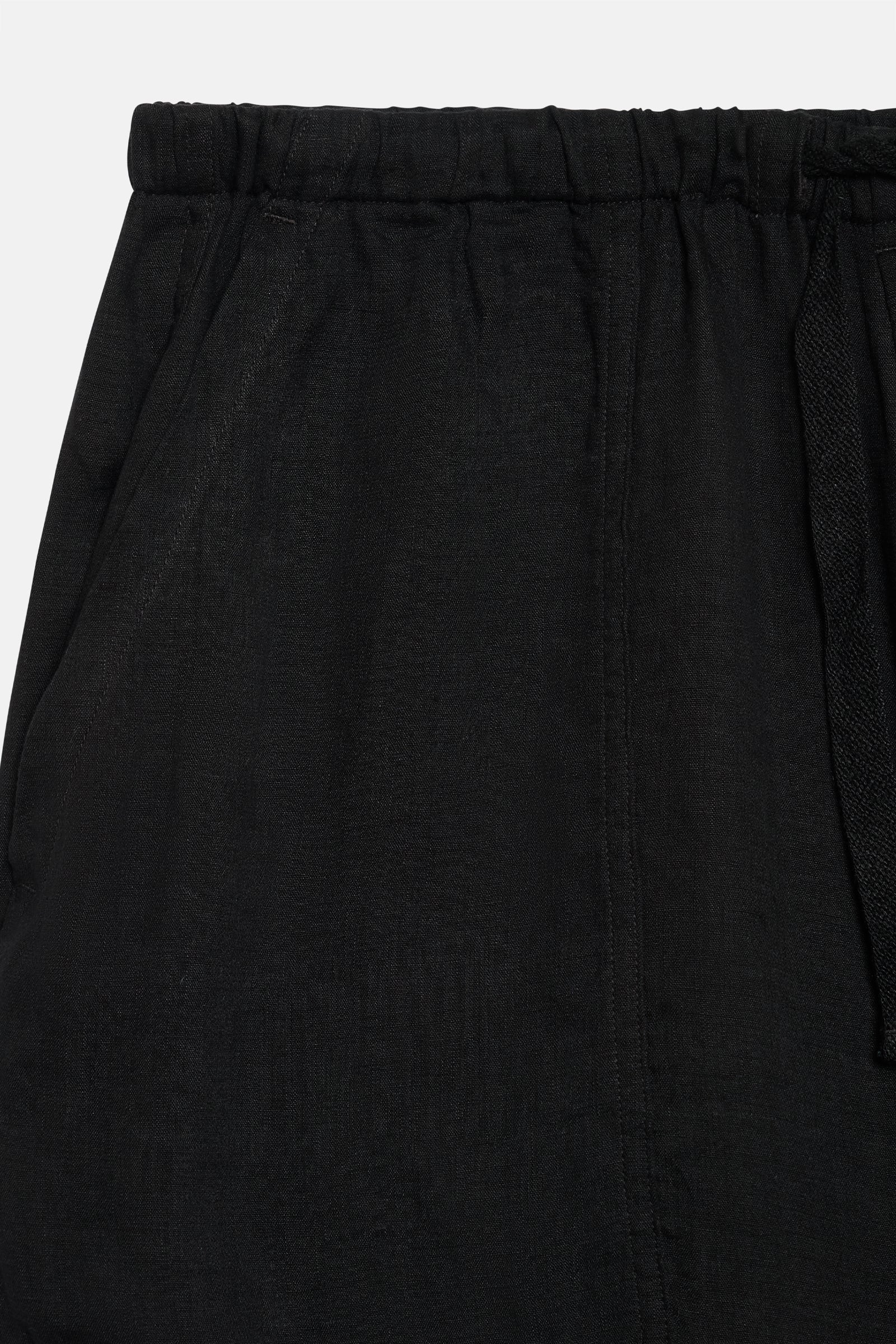 Black Double Linen Drawstring Pants - Image 4