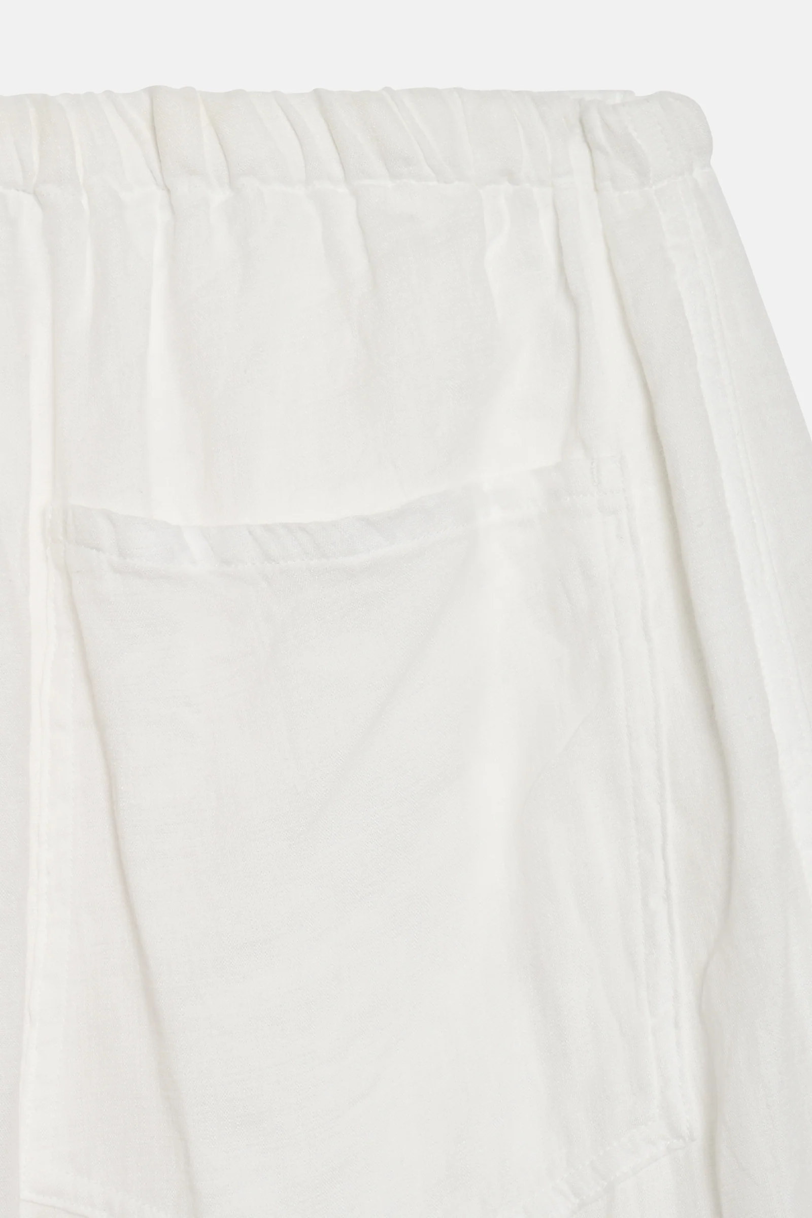 White Double Linen Drawstring Pants - Image 4