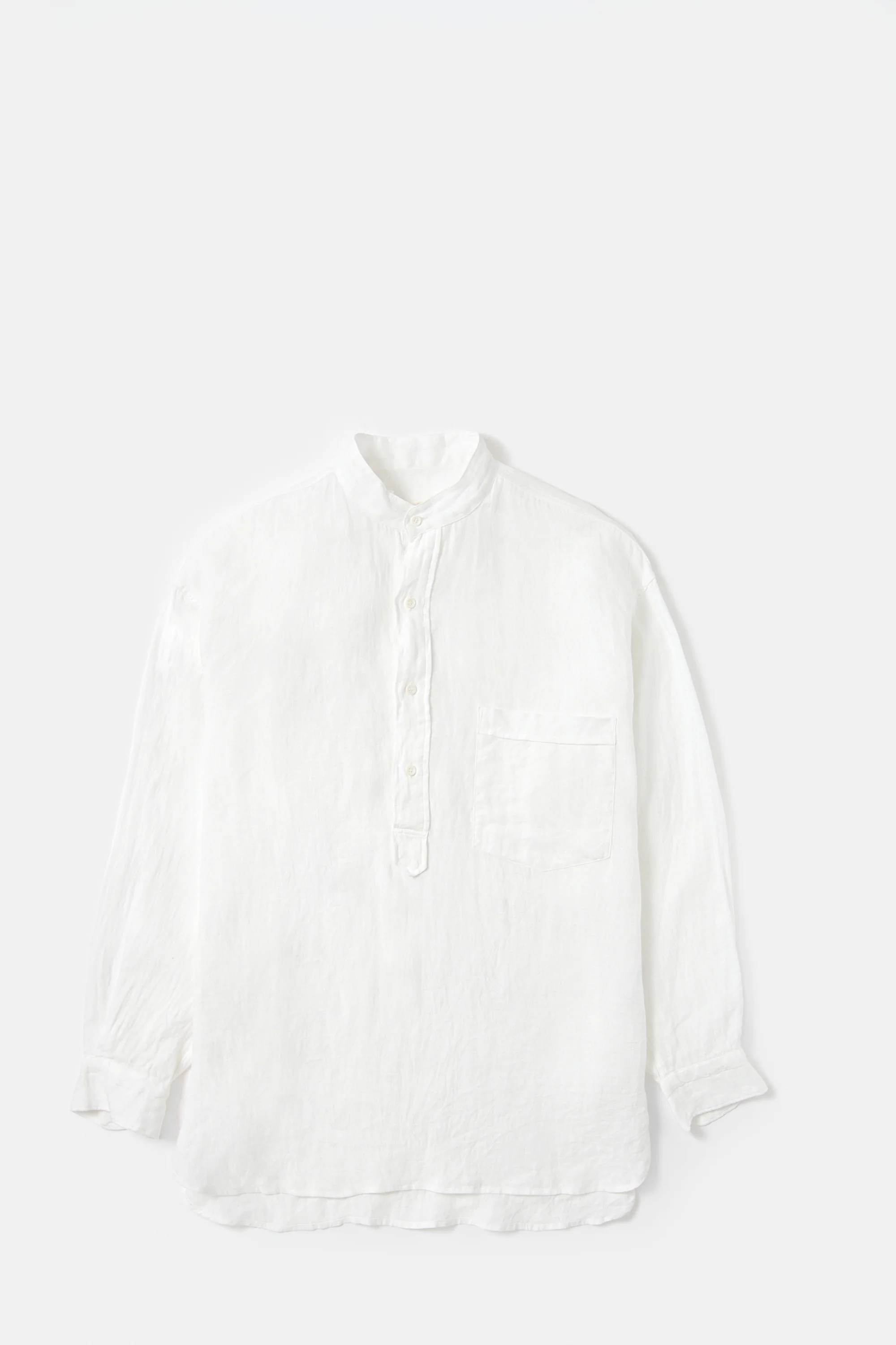 White Double Linen Pullover Shirt