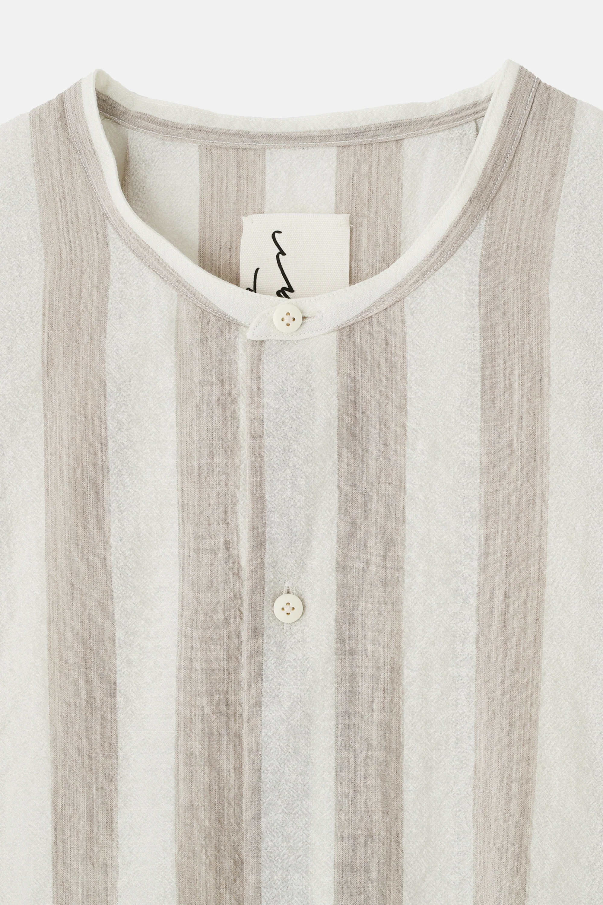 London Stripe Band Collar 3/4 Shirt - Image 3