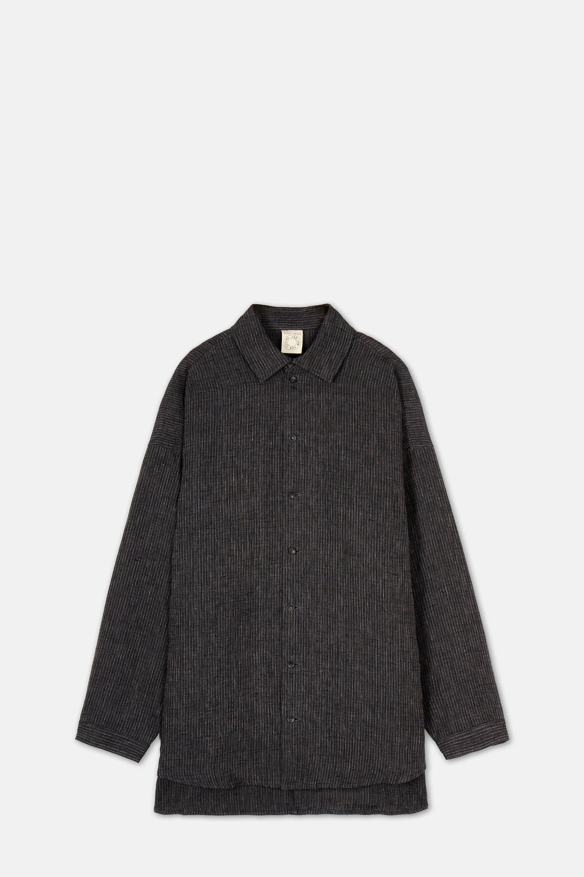 Loose Dress Shirt Center Black Pleated