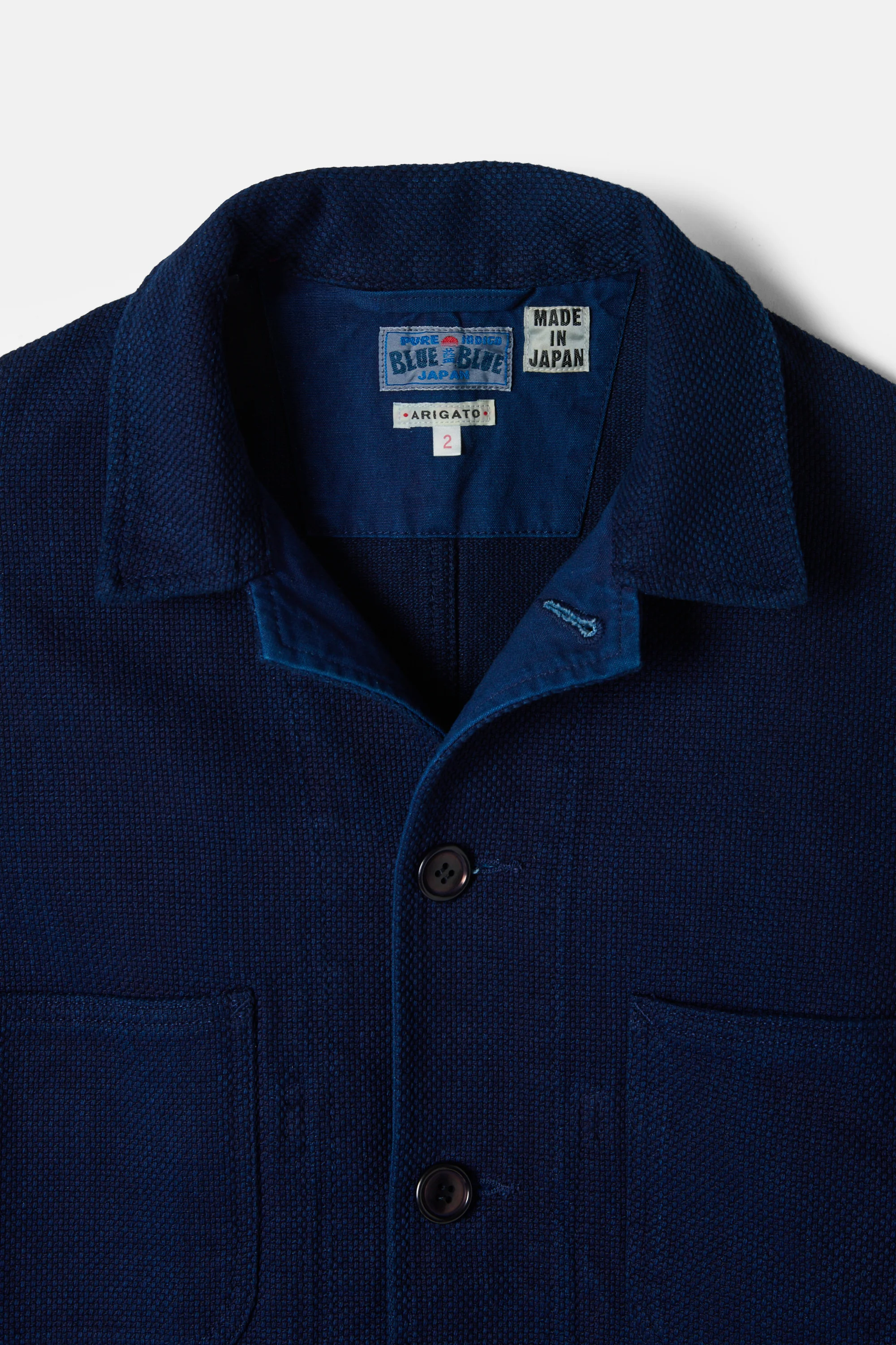 Pure Indigo Double Cloth Sashiko Coverall Jacket - Image 3