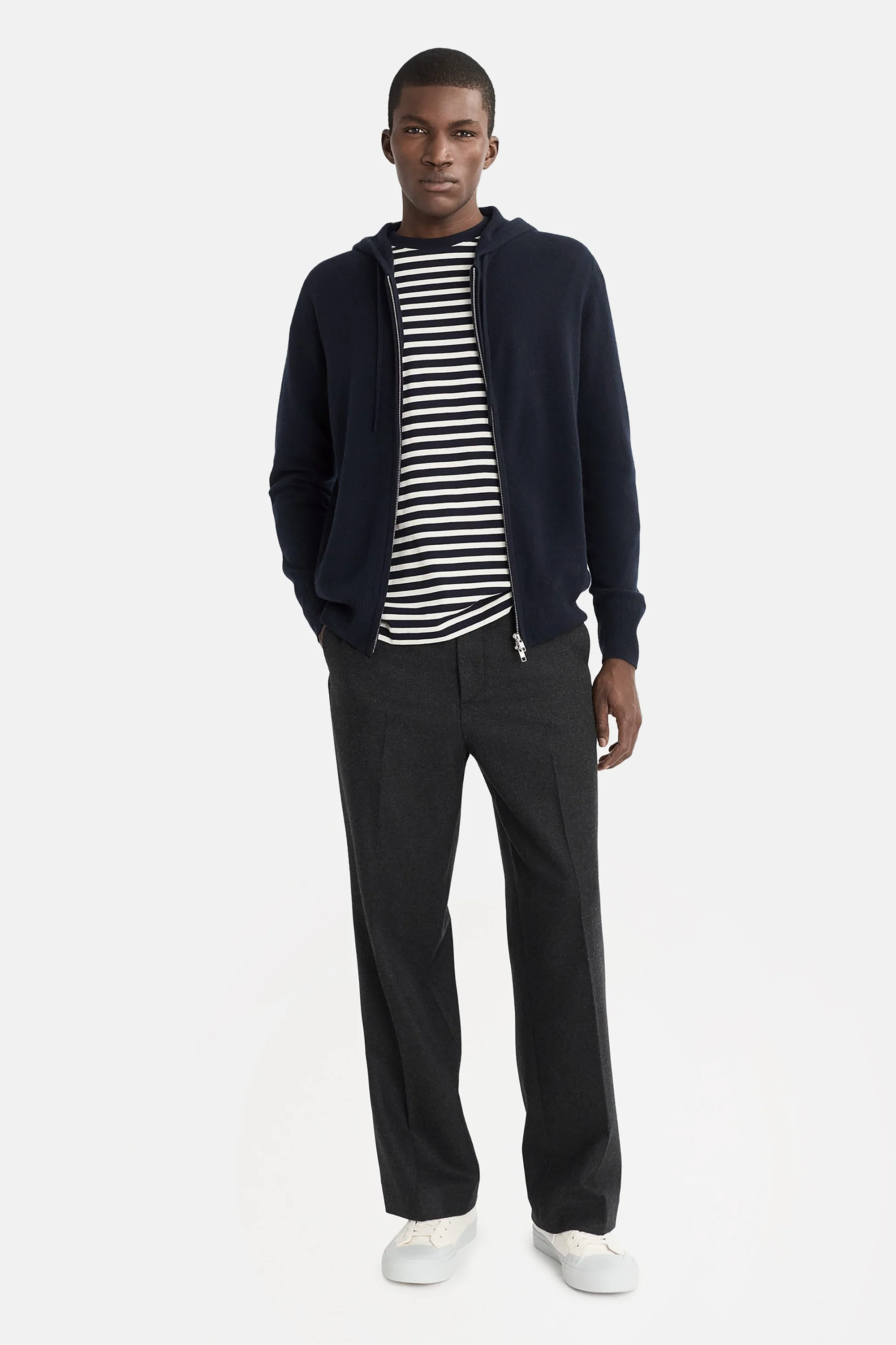 Navy Men's Zip Hoodie - Image 2