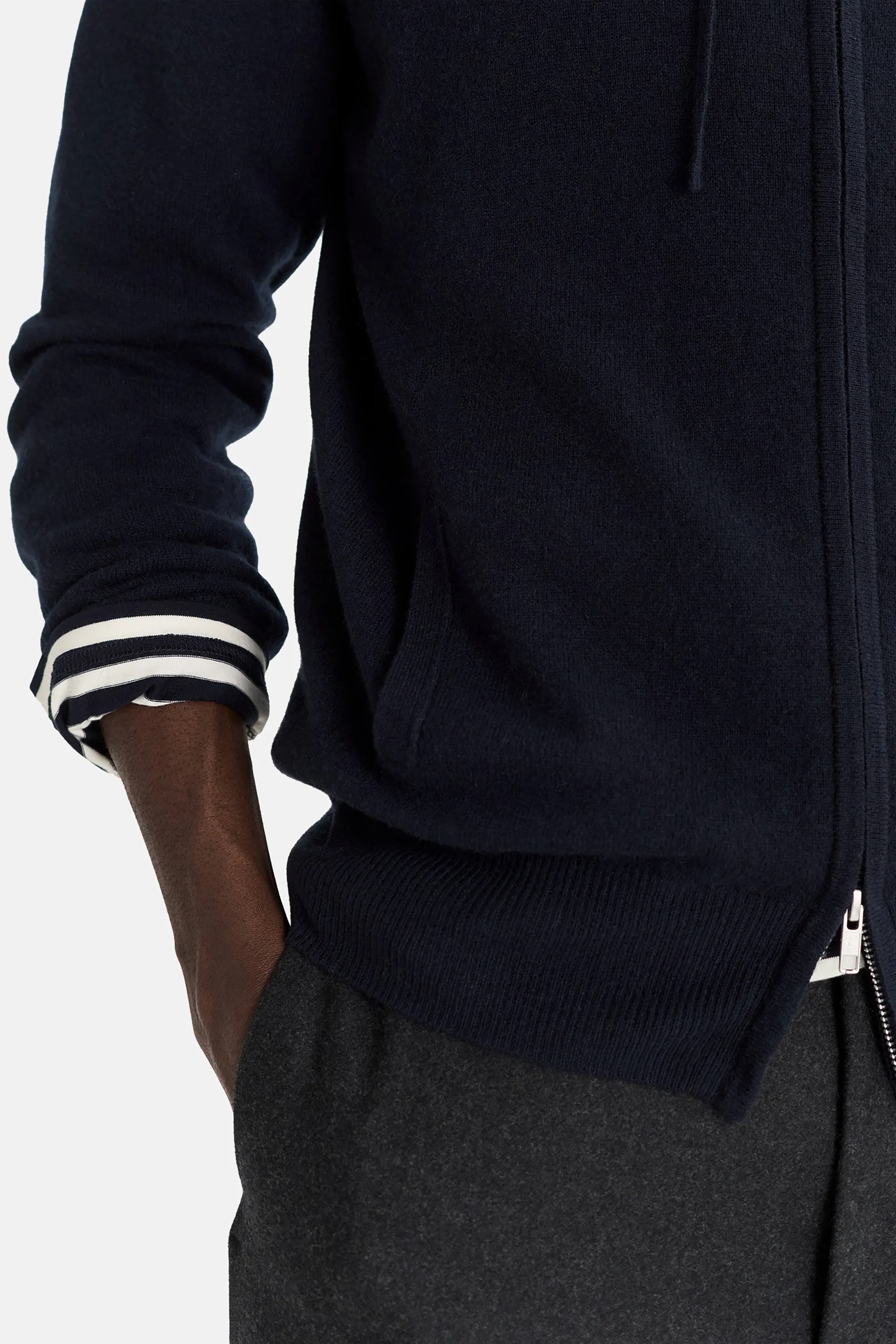 Navy Men's Zip Hoodie - Image 5