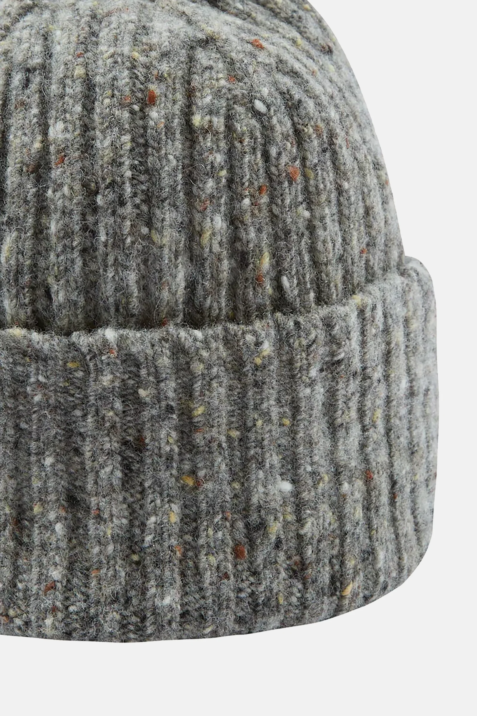 Light Grey Donegal Ribbed Merino Knit Cap - Image 3