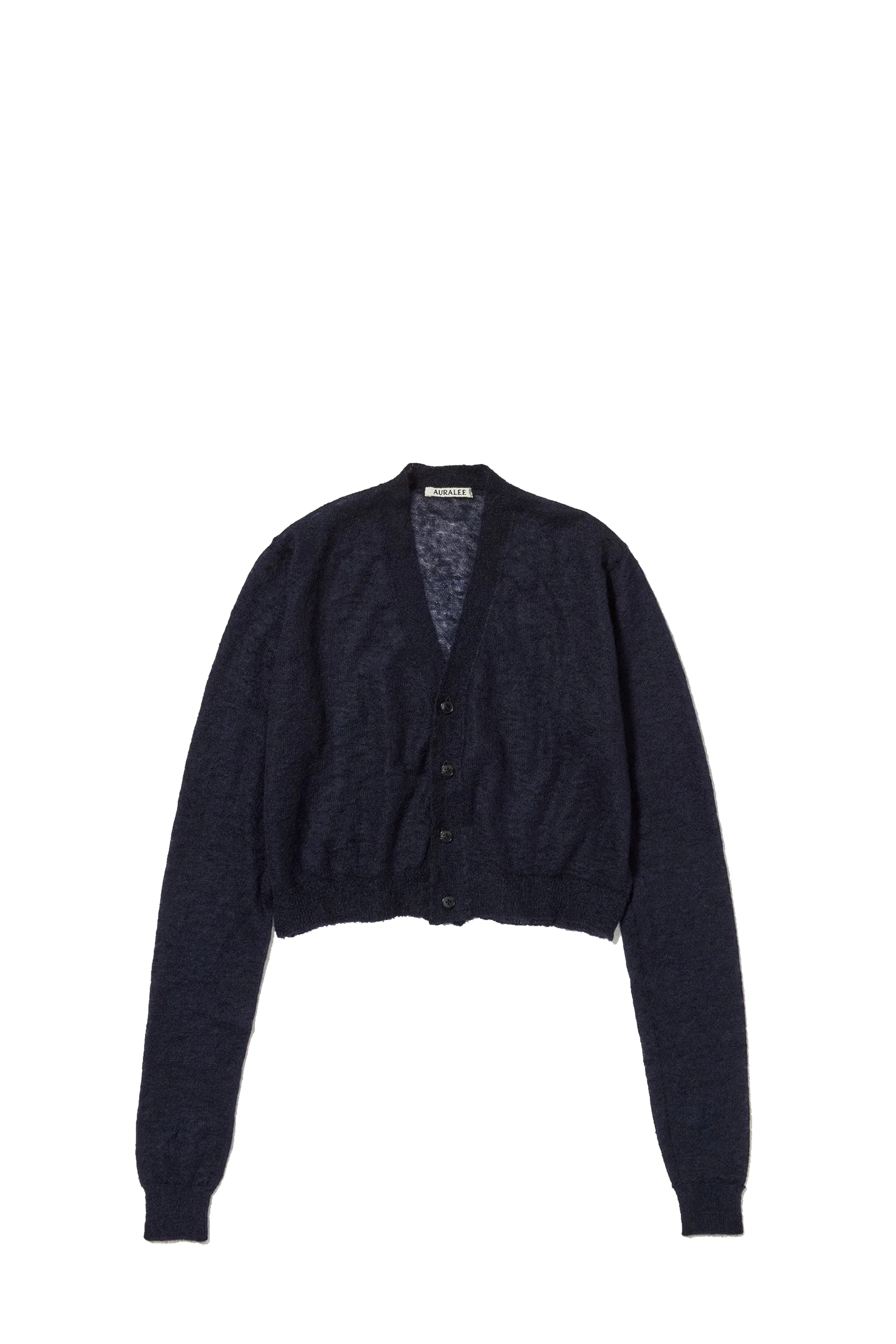 Navy Kid Mohair Sheer Knit Cardigan
