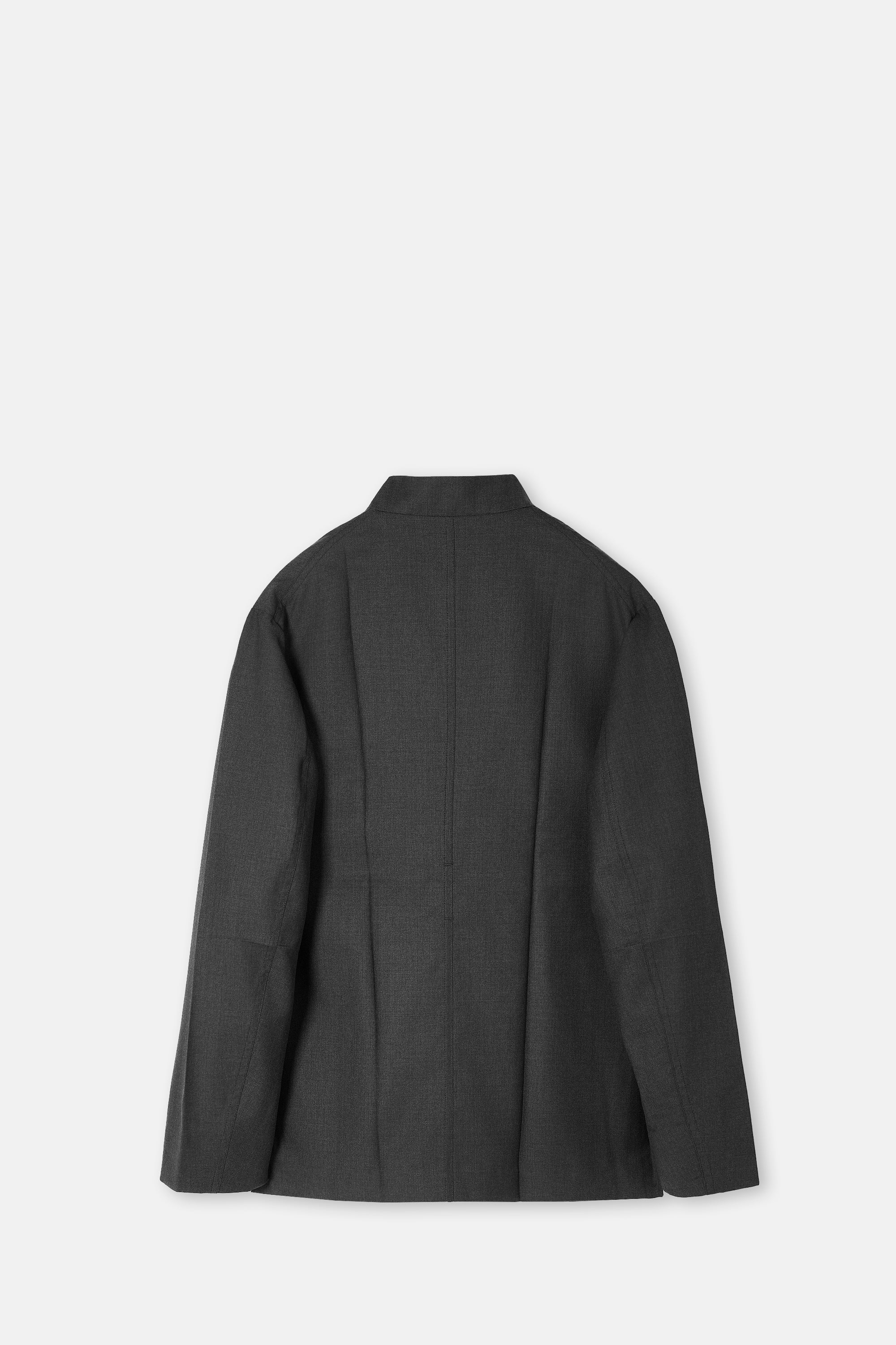 Grey Gabardine No Lapel Origami Jacket - Image 3