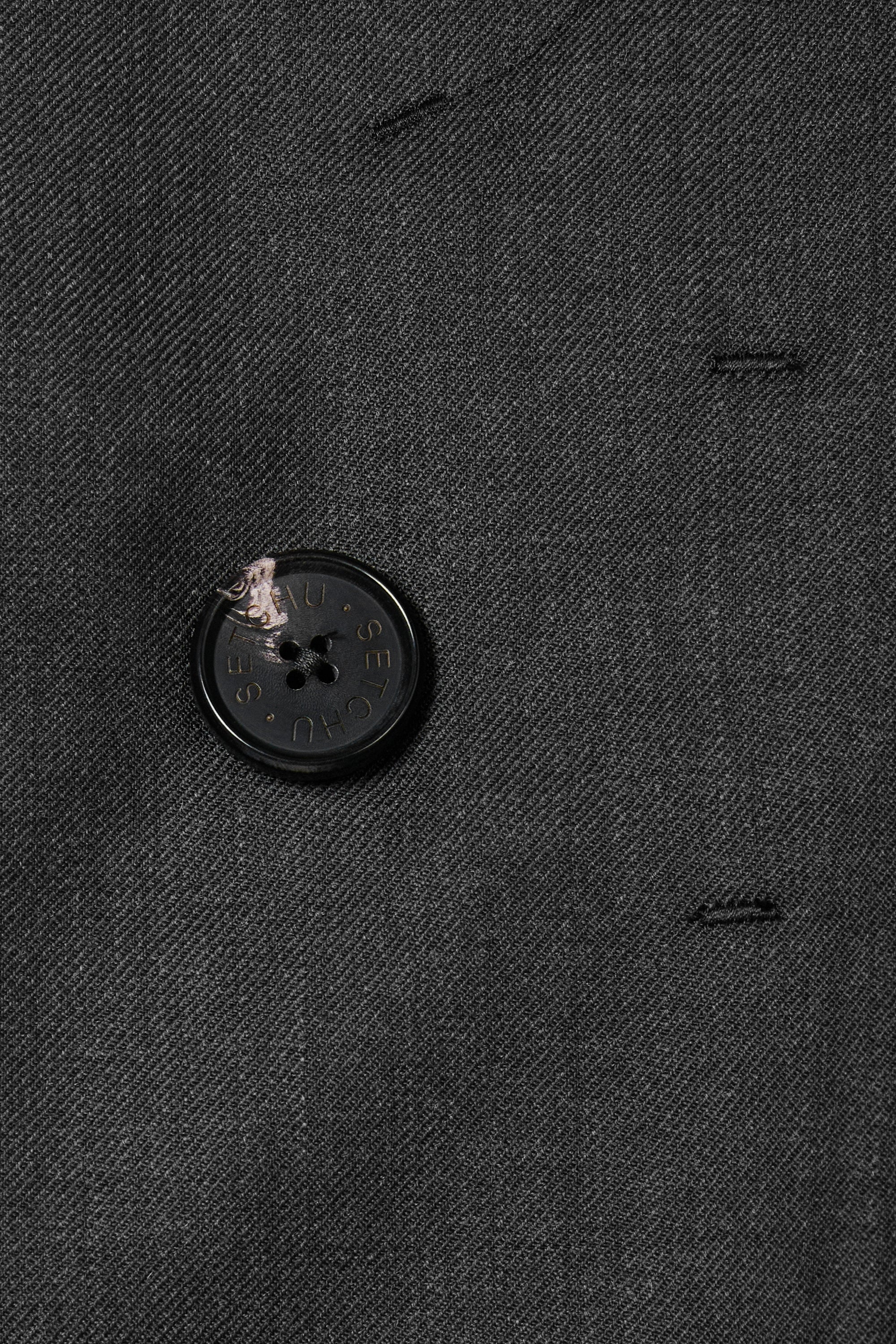 Grey Gabardine No Lapel Origami Jacket - Image 5