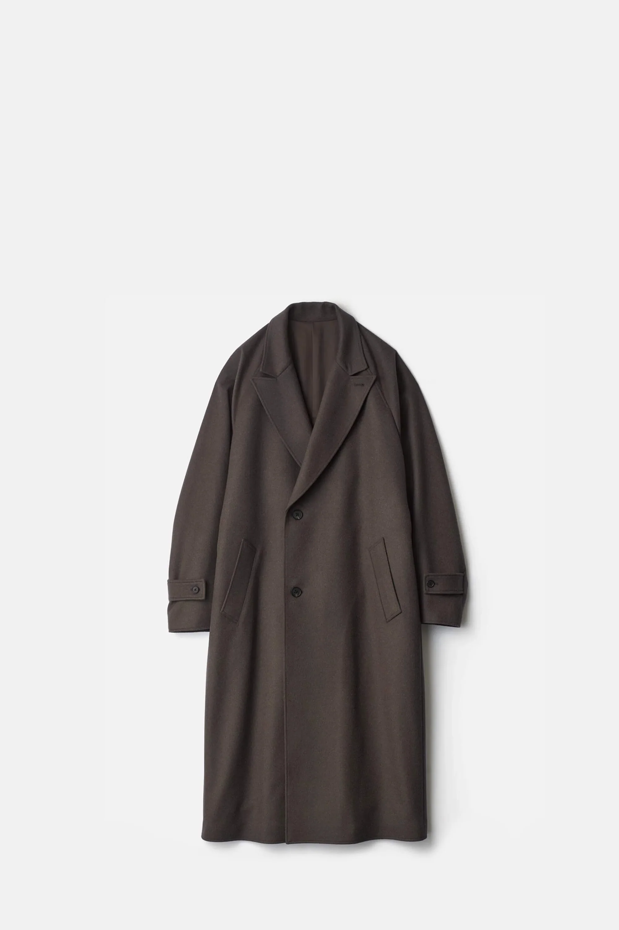 Grey Khaki Oversized Peak Lapel Coat - Image 3