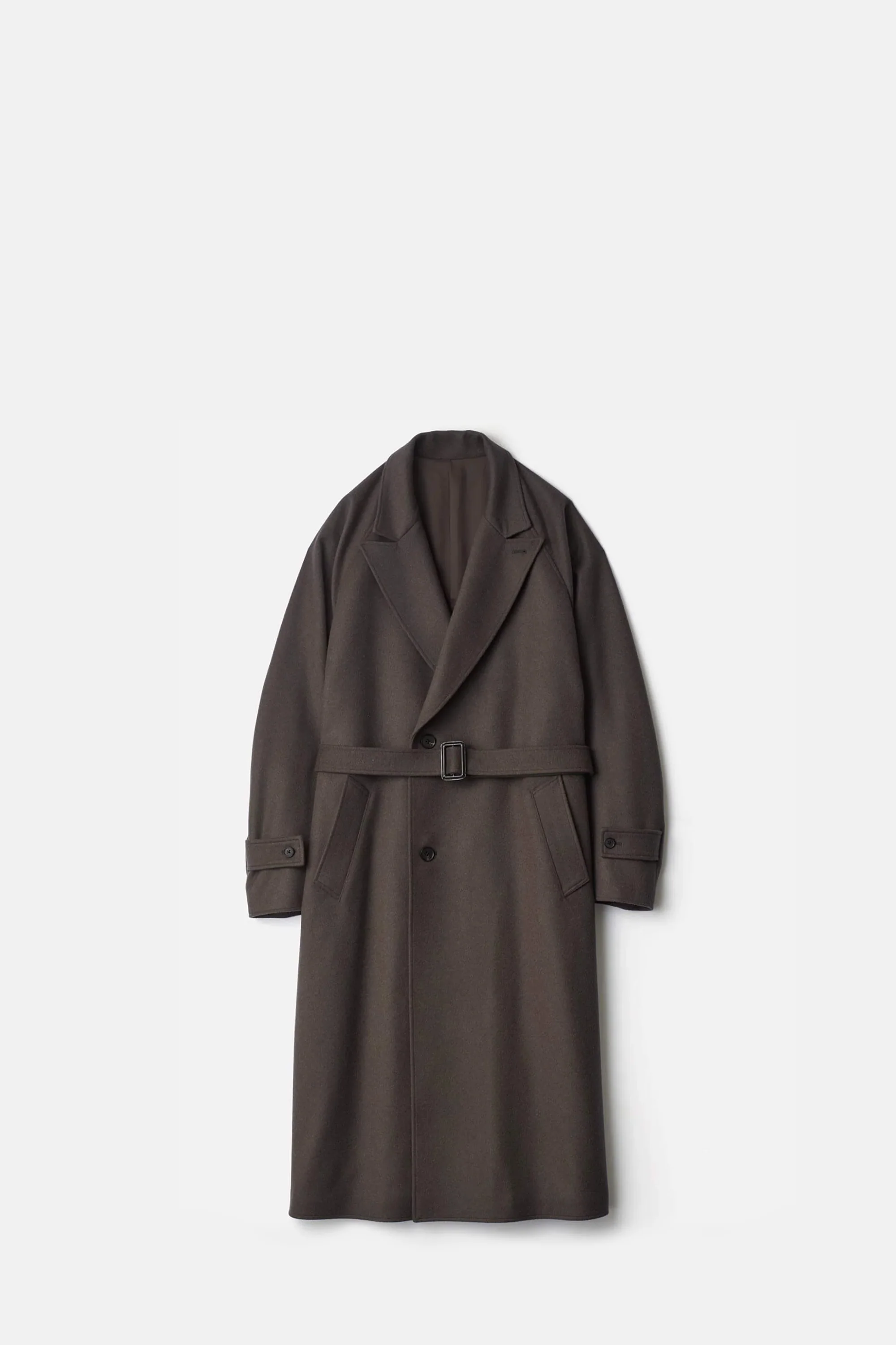 Grey Khaki Oversized Peak Lapel Coat - Image 4