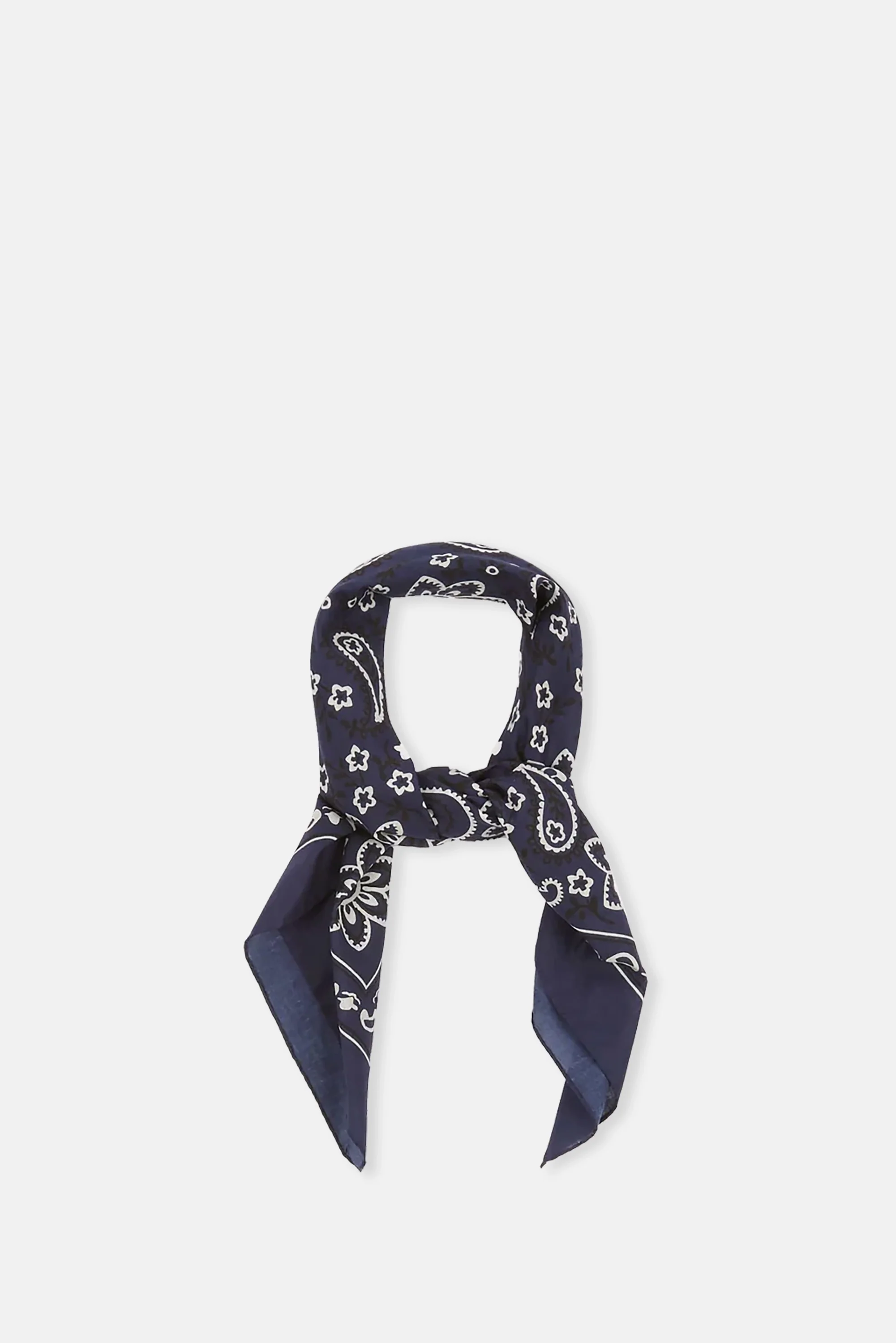 Navy Paisley Print Cotton Bandana