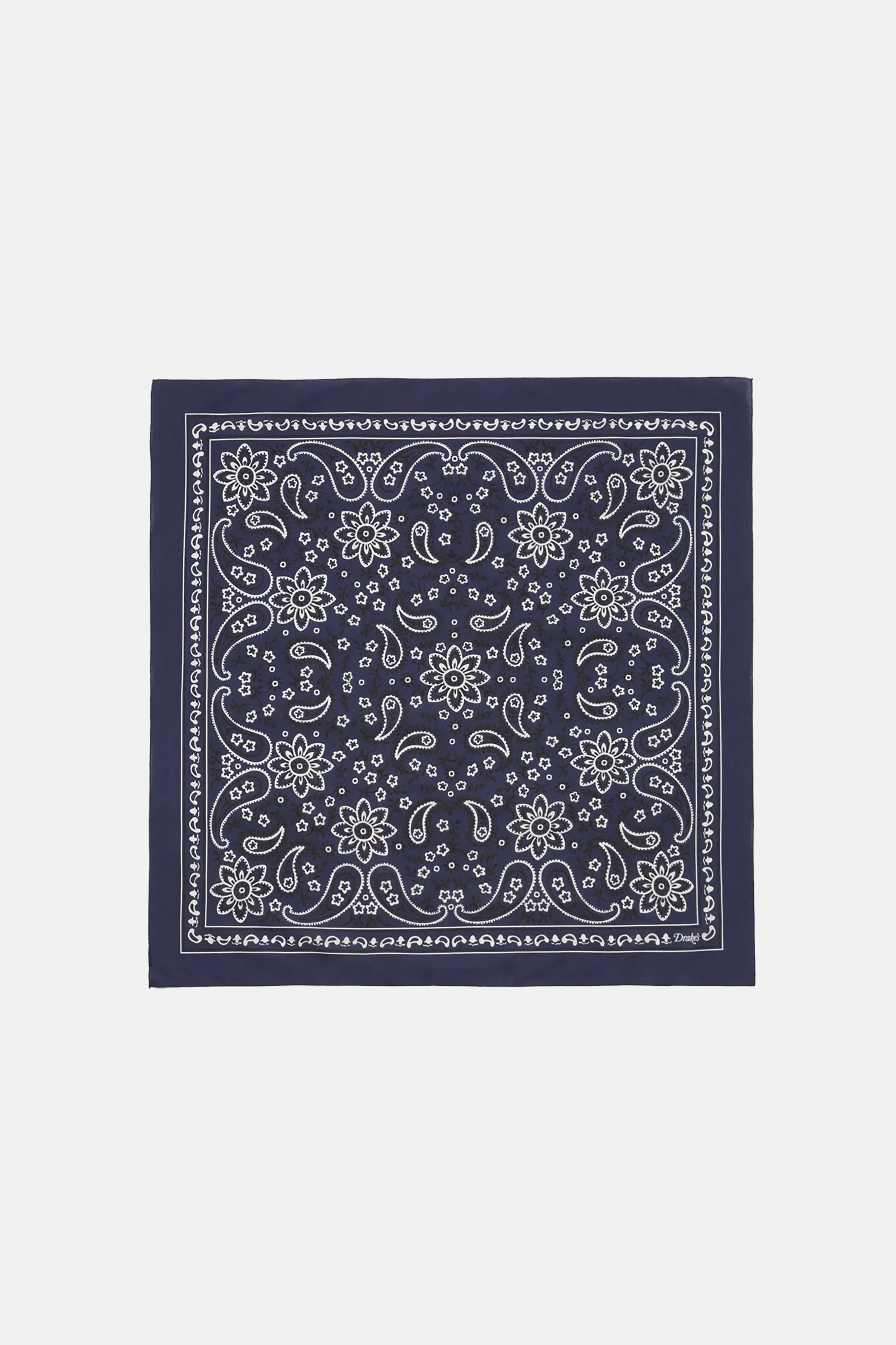 Navy Paisley Print Cotton Bandana - Image 2