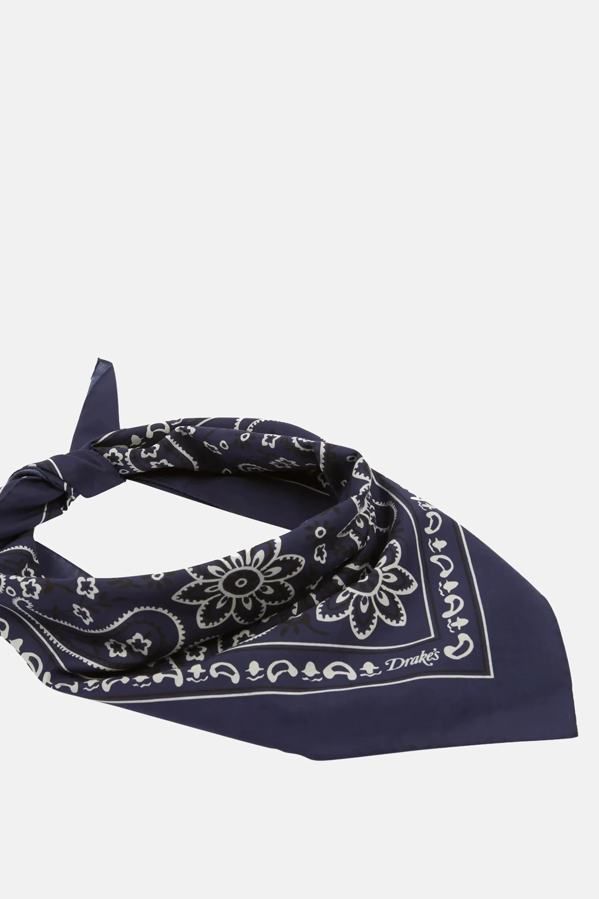 Navy Paisley Print Cotton Bandana - Image 3