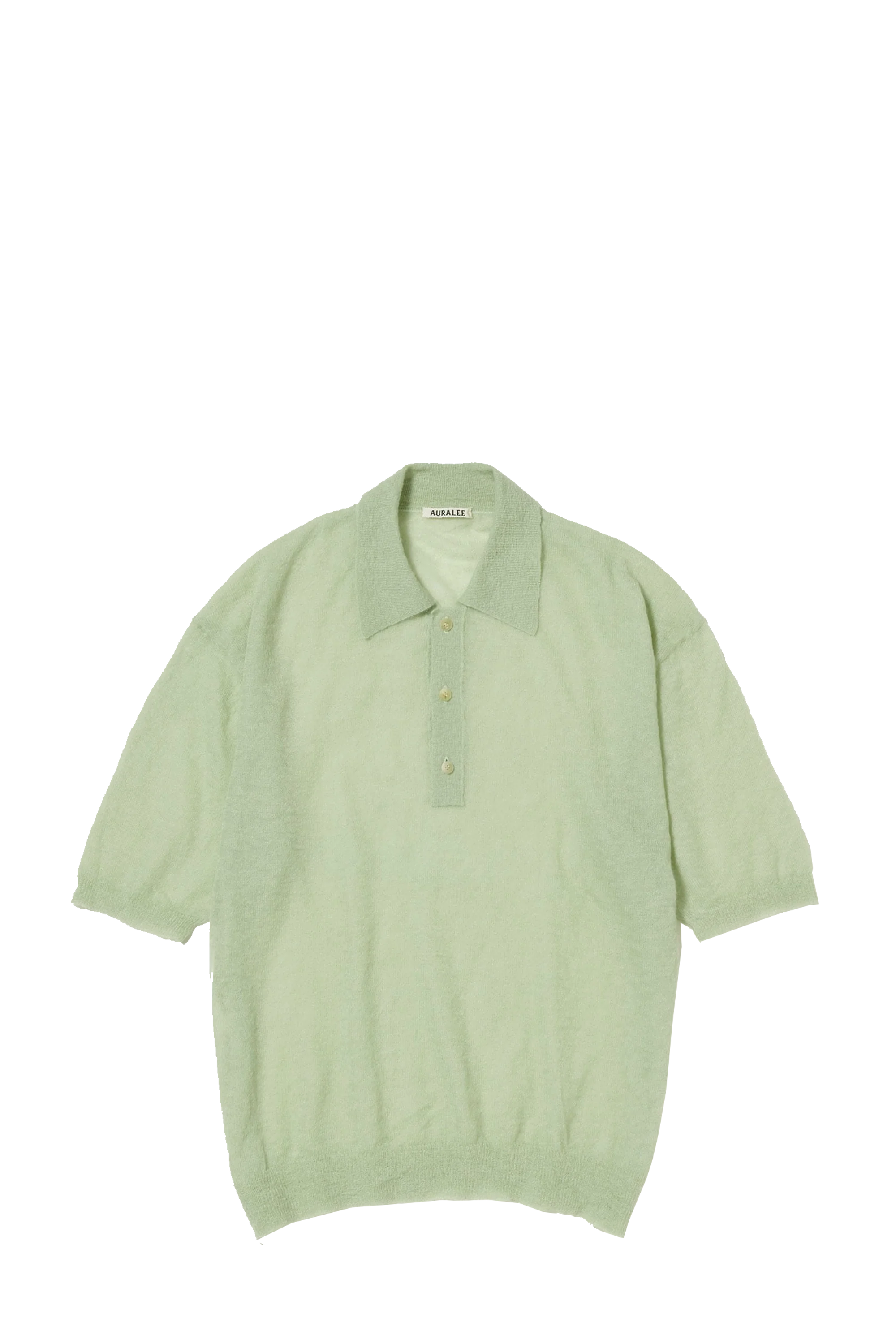 Pale Green Kid Mohair Sheer Knit Polo