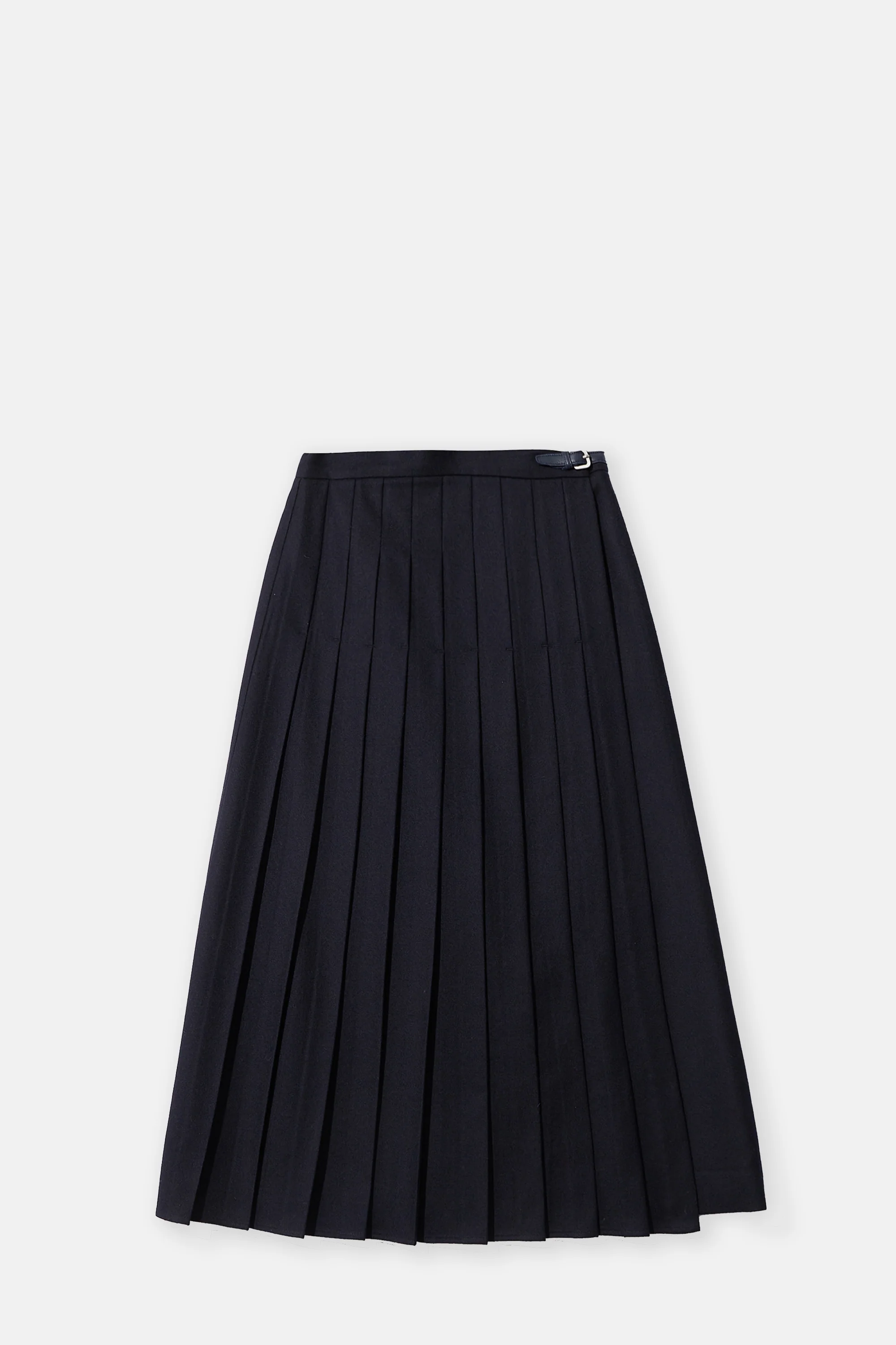 Navy Pleated Wrap Skirt