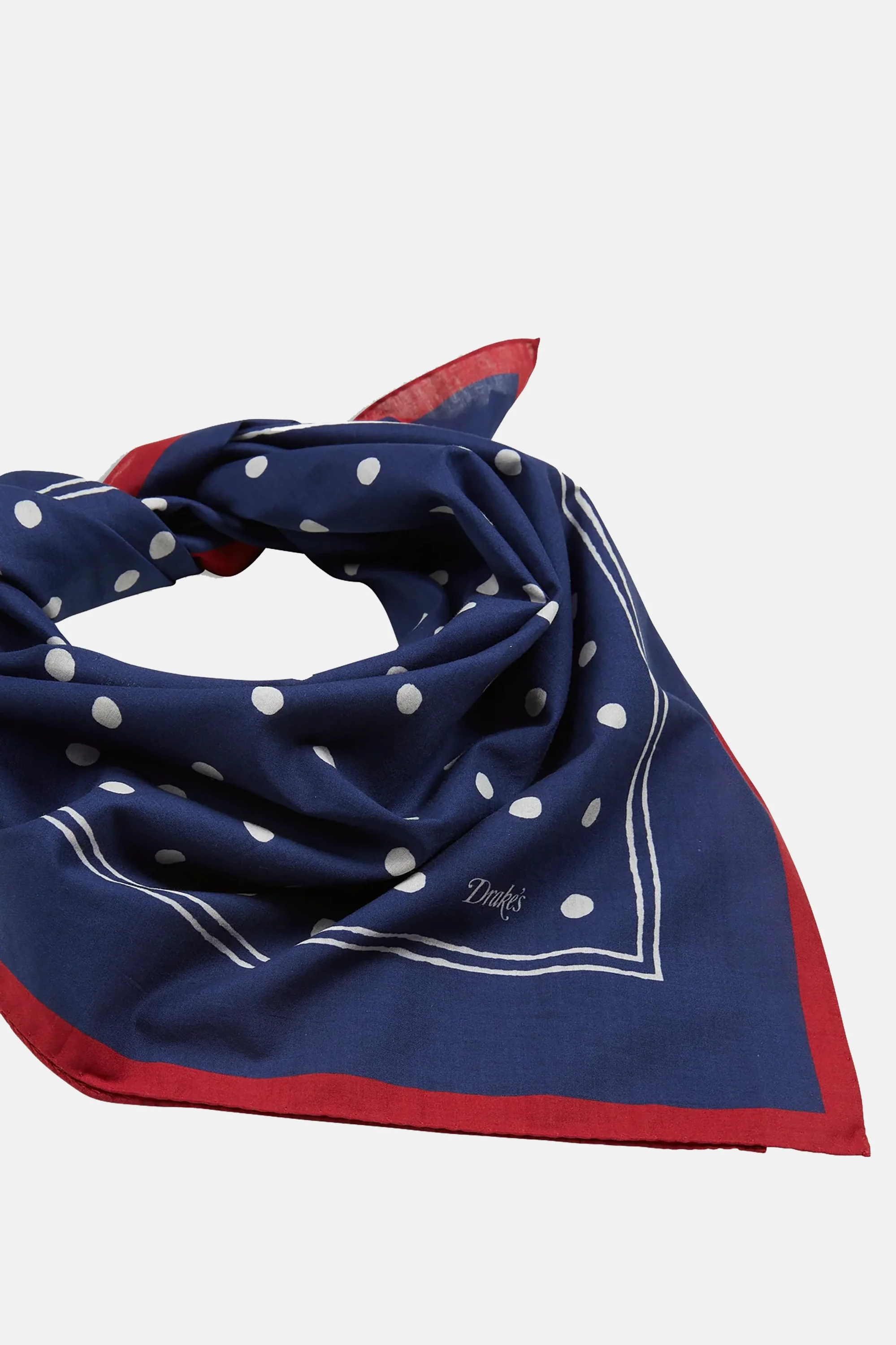 Navy Polka Dot Print Bandana - Image 5