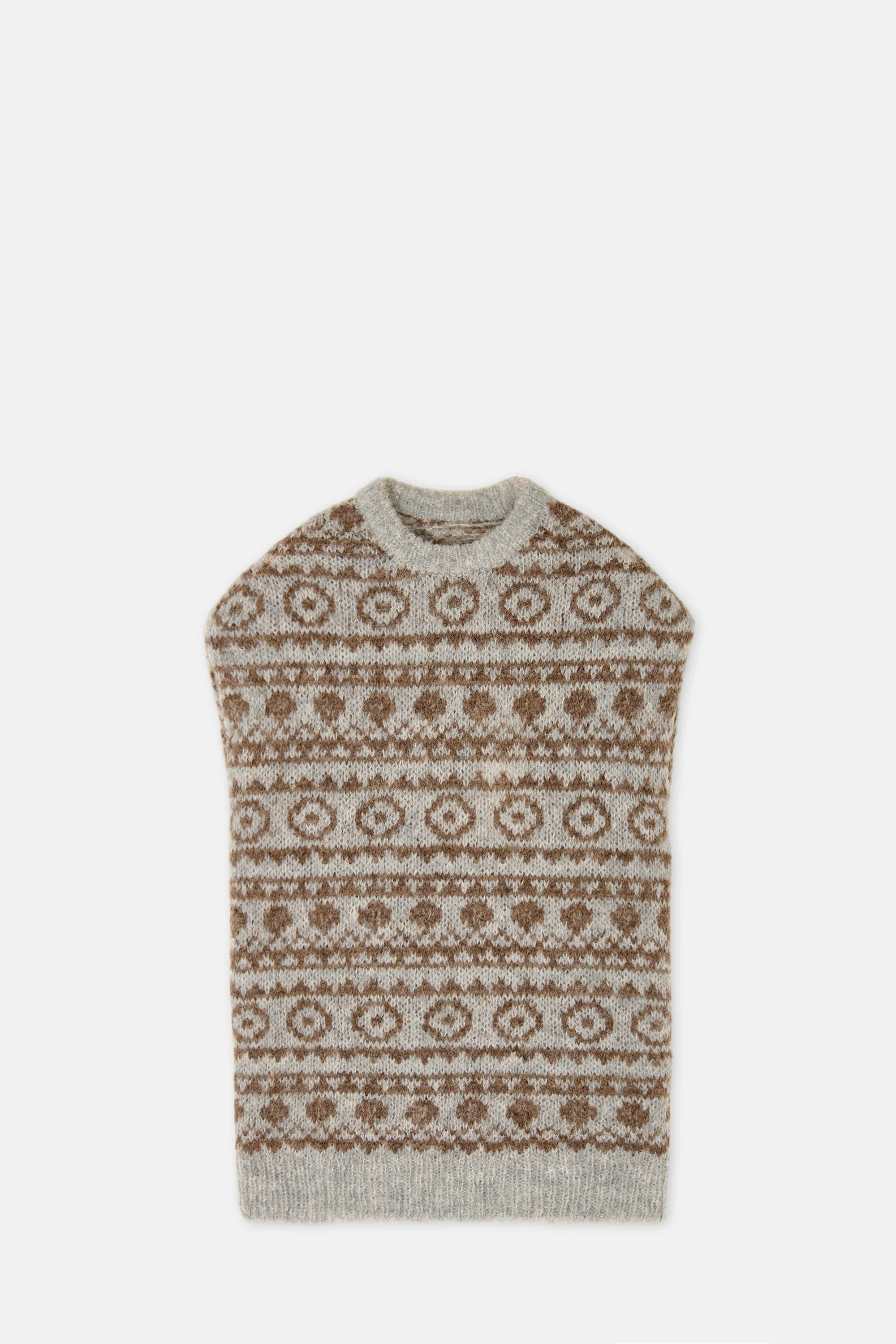Pullover Round Neck Sleeveless Circles Jacquard