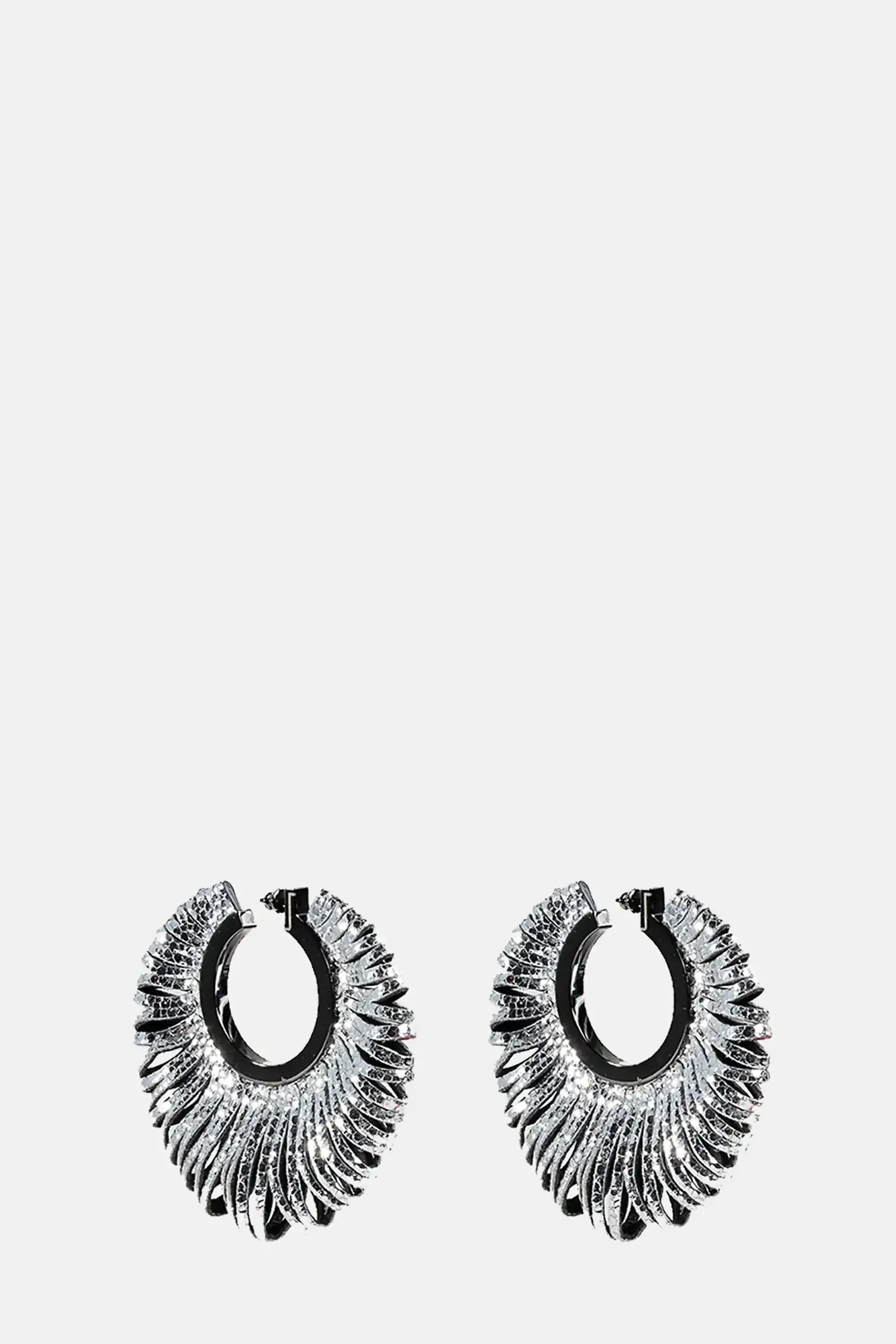 Silver Revolve Leather Earrings