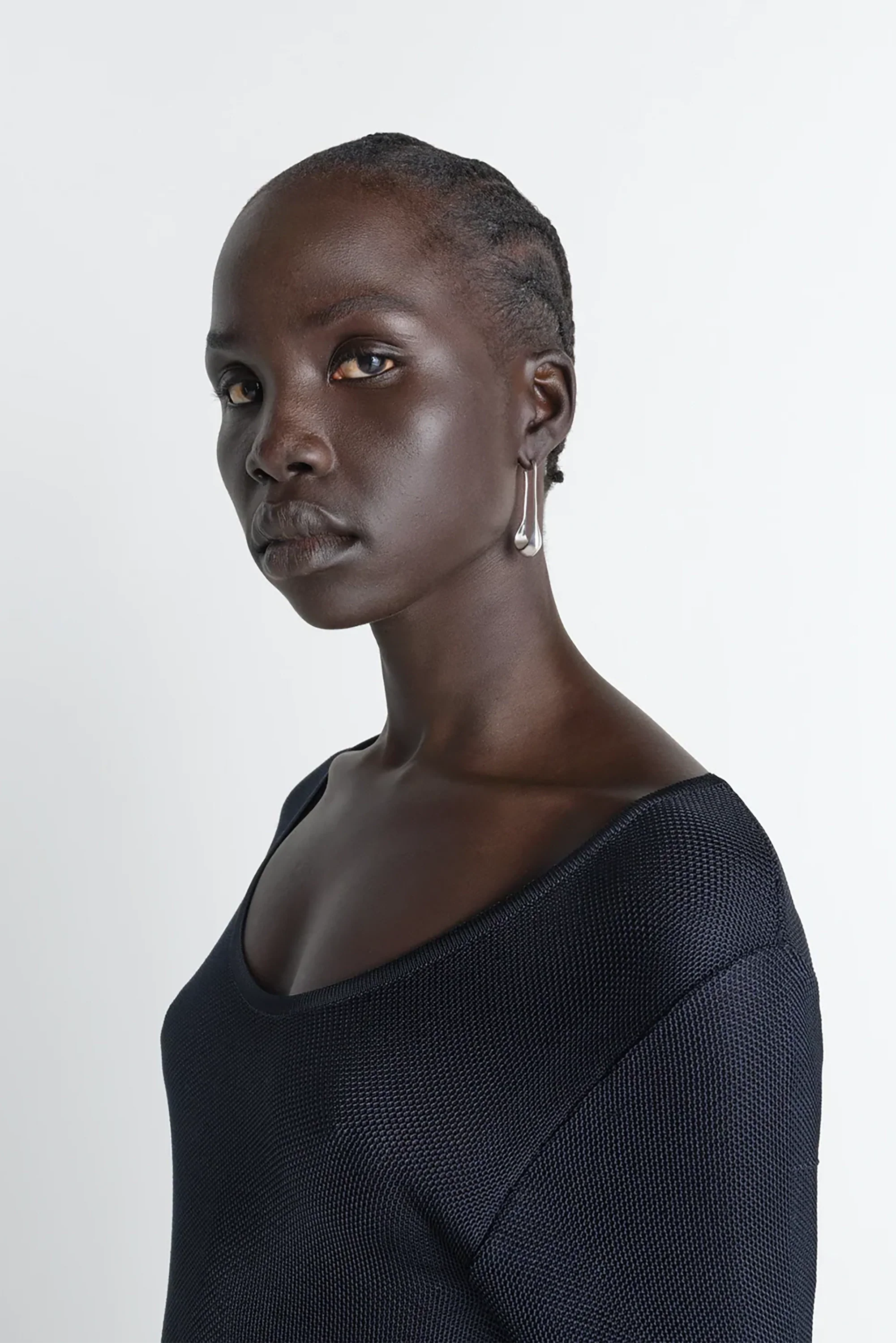 Silver Short Drop Earrings - Image 3