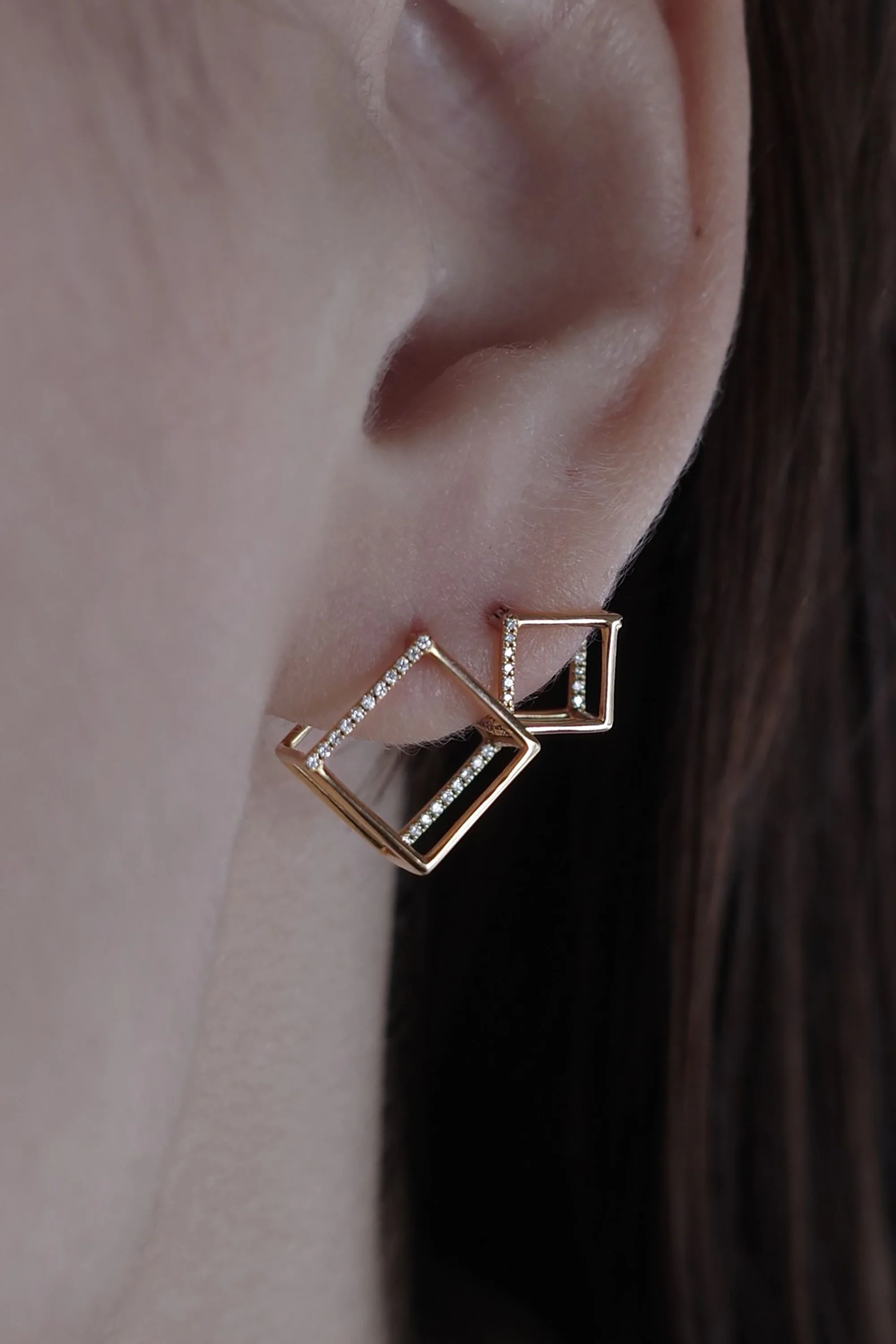 Diamond Square Earring 10 - Image 3