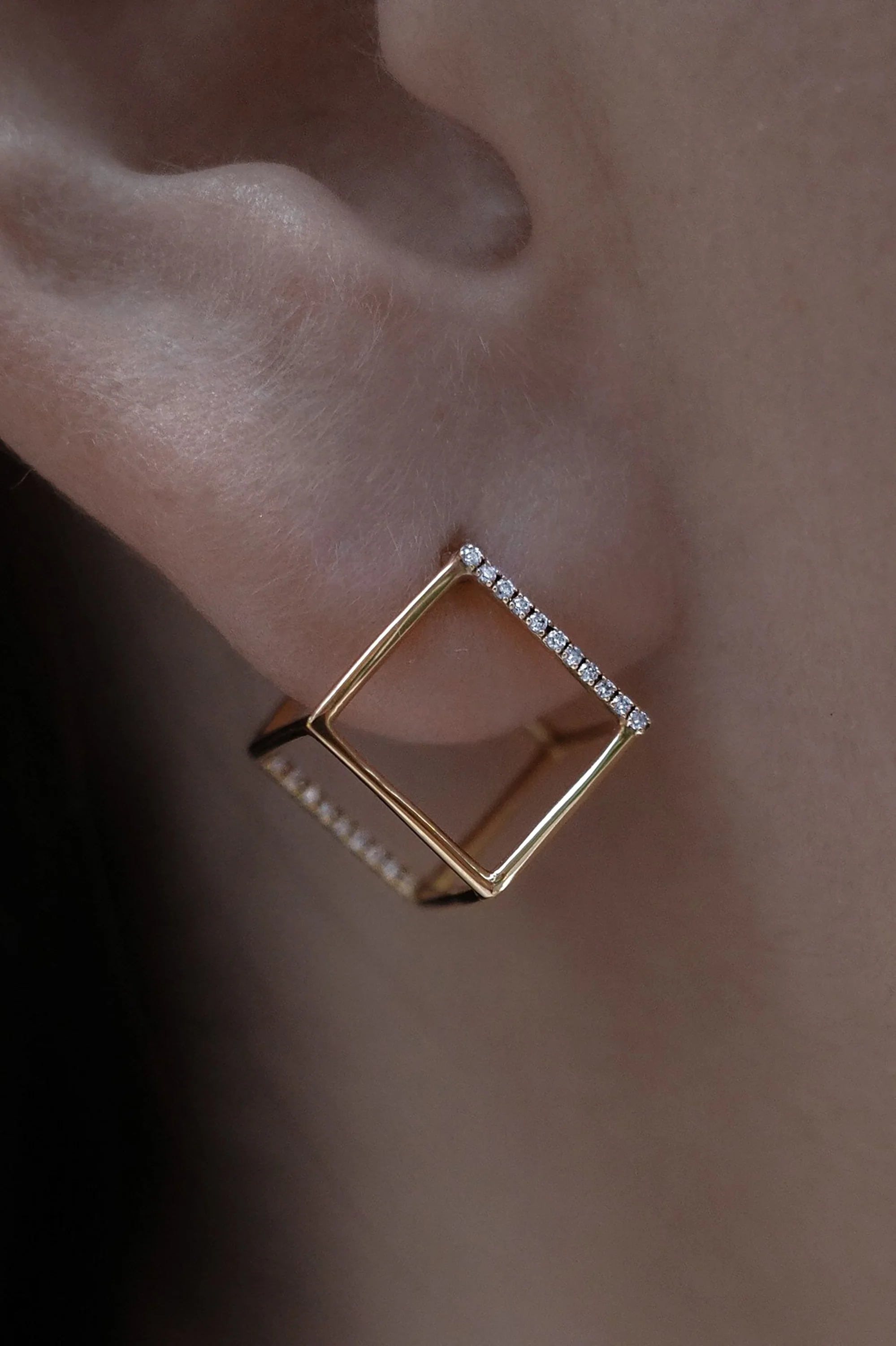 Diamond Square Earring 10 - Image 4