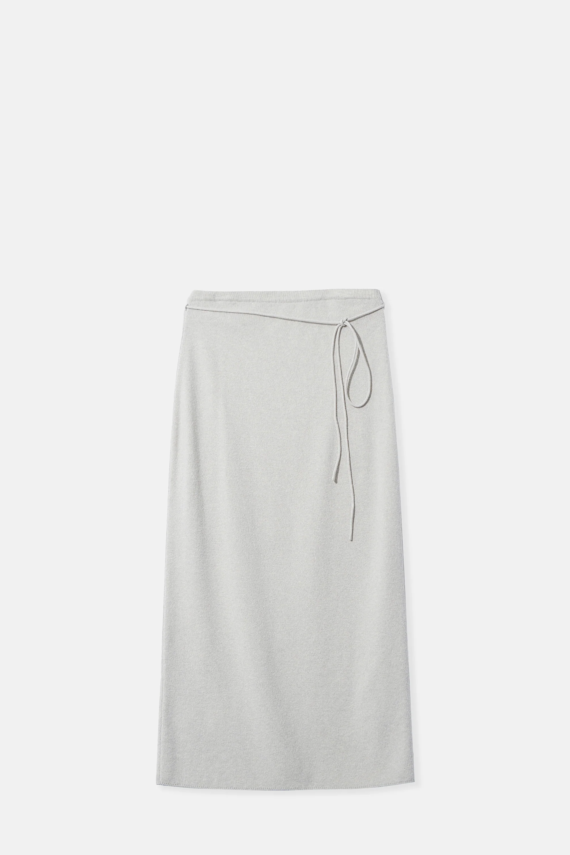 Gray String Straight Knit Skirt